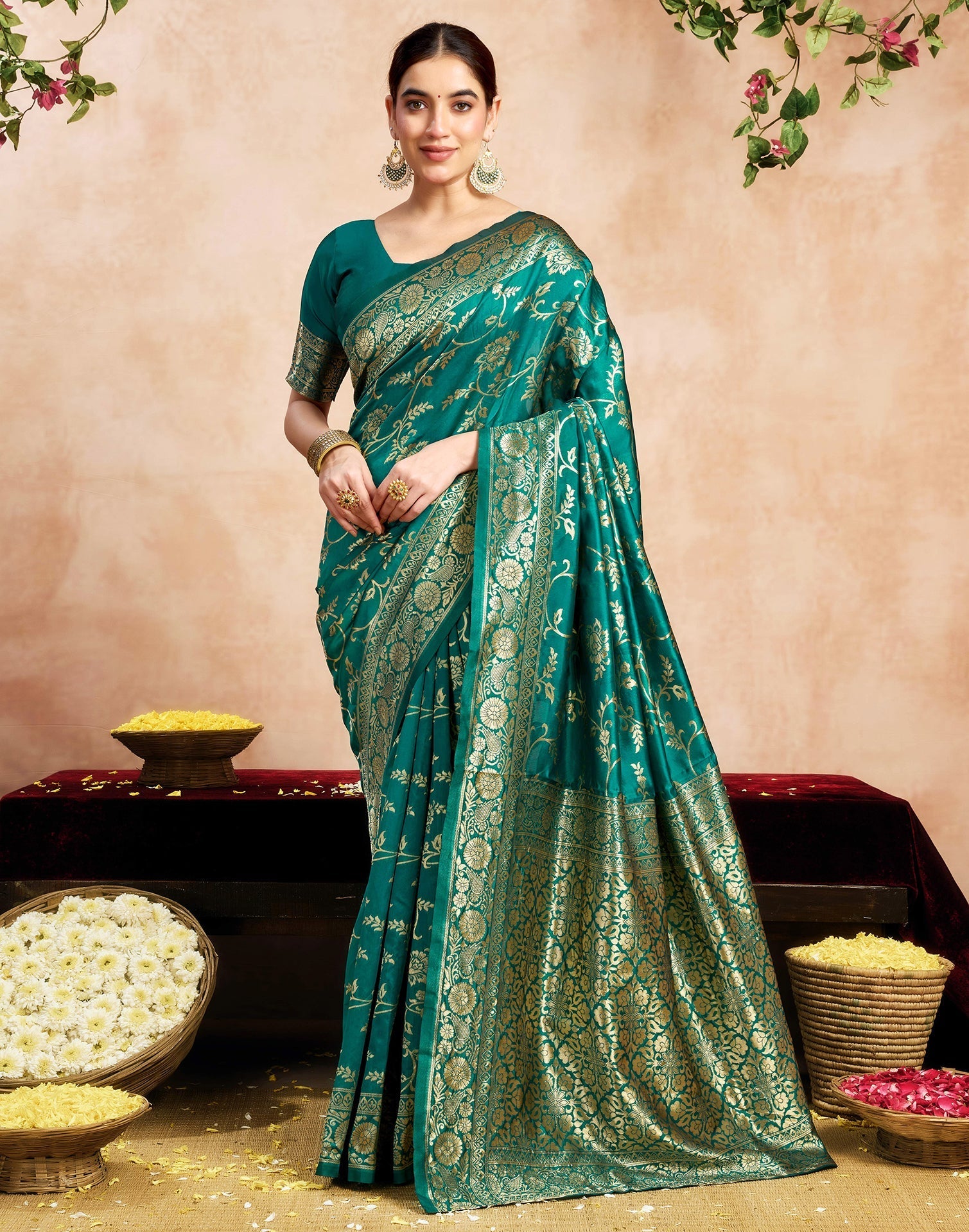 Green Silk Woven Banarasi Saree