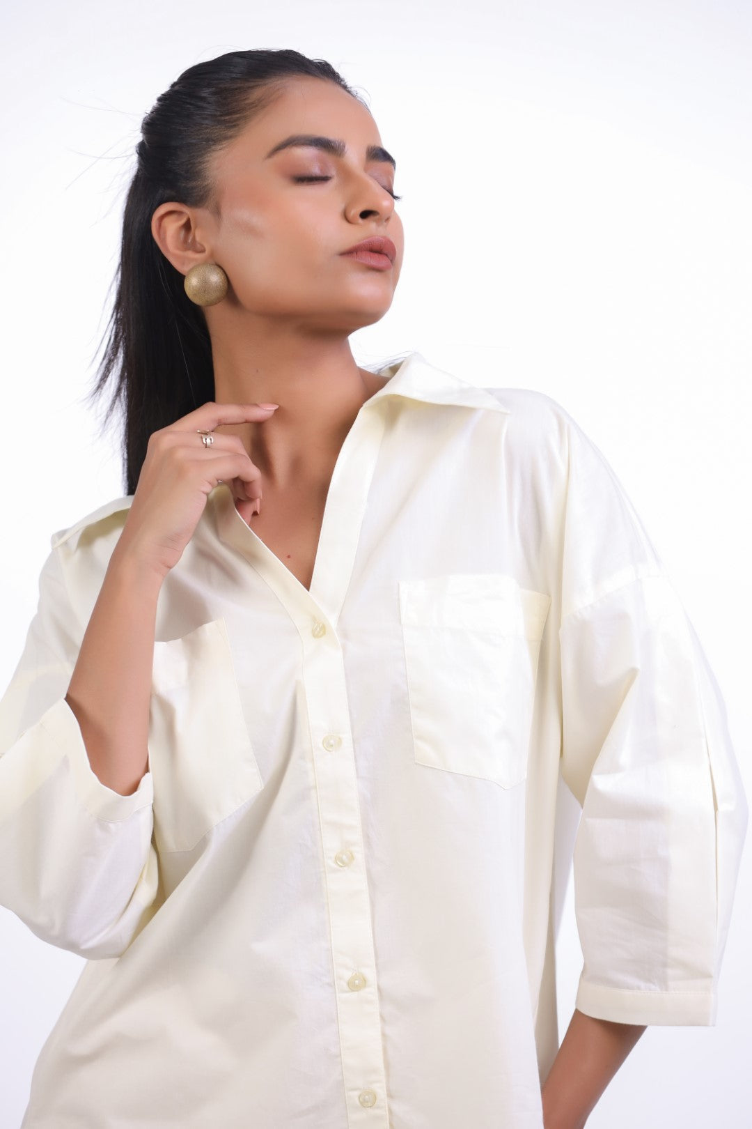 Women’s Off White Cotton Poplin Top