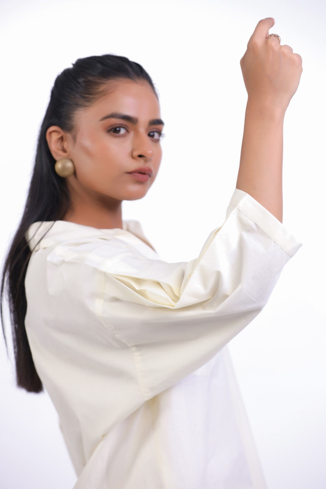 Women’s Off White Cotton Poplin Top