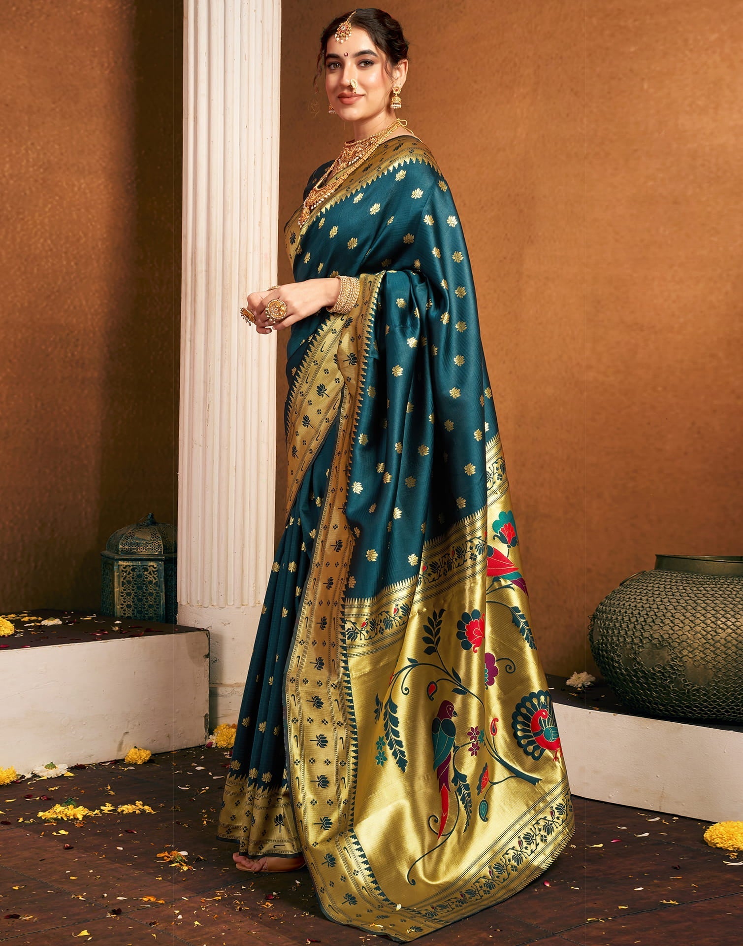 Rama Green Silk Woven Paithani Saree