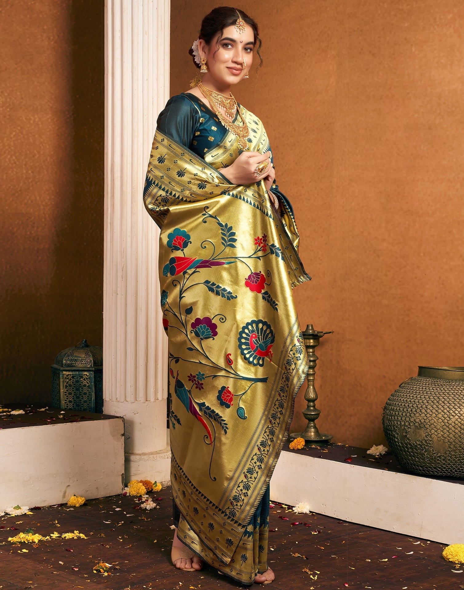 Rama Green Silk Woven Paithani Saree