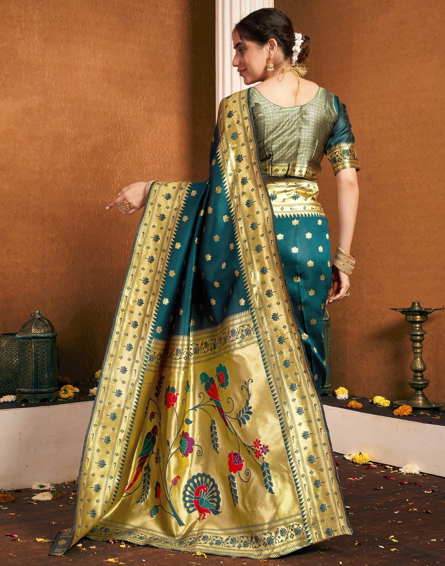 Rama Green Silk Woven Paithani Saree