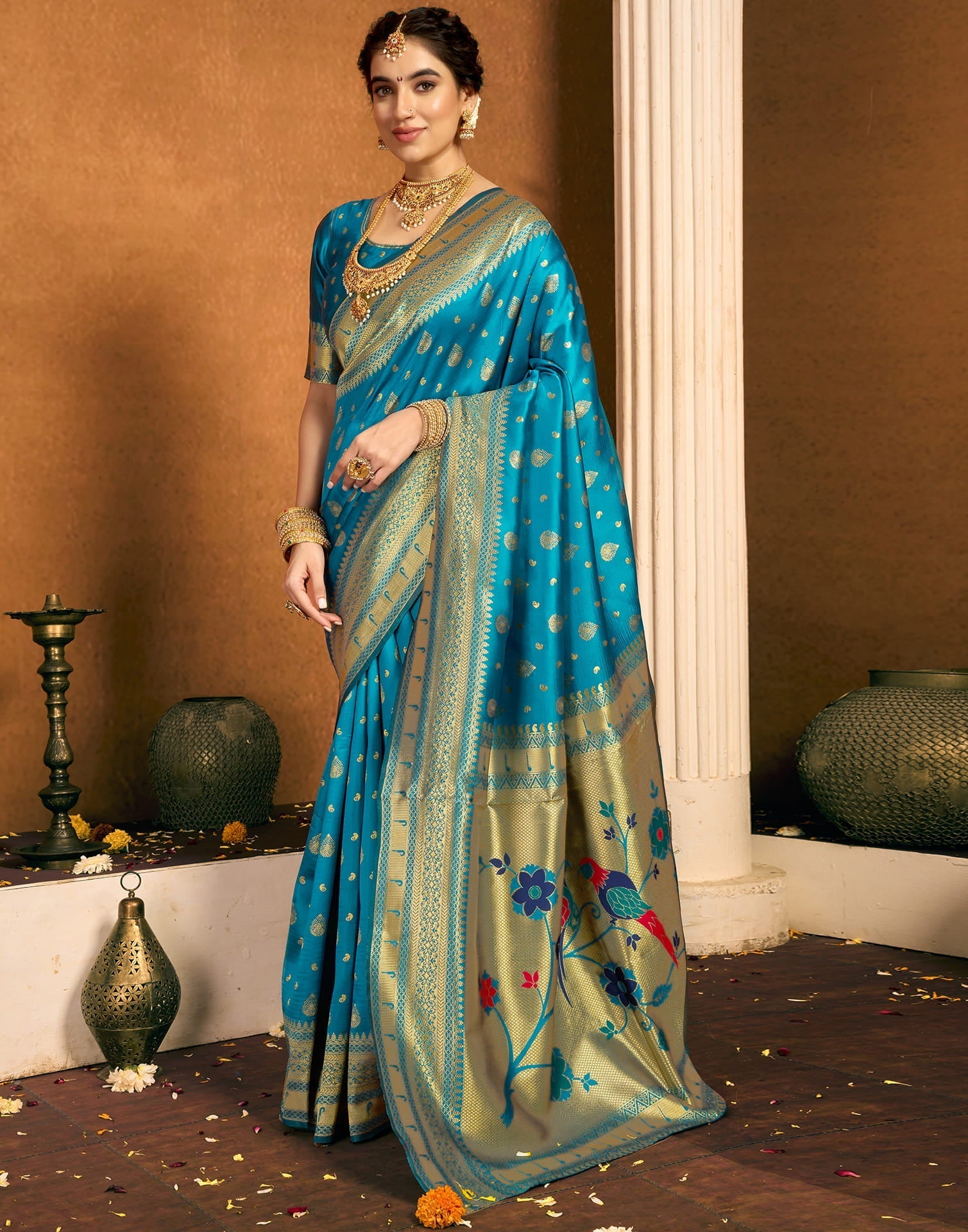 Blue Silk Woven Paithani Saree