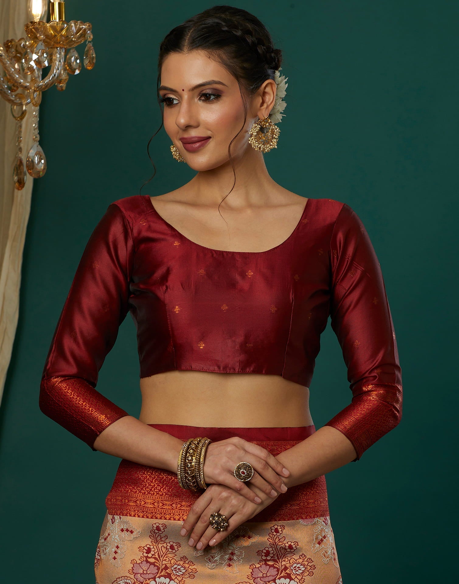 Beige Silk Woven Saree