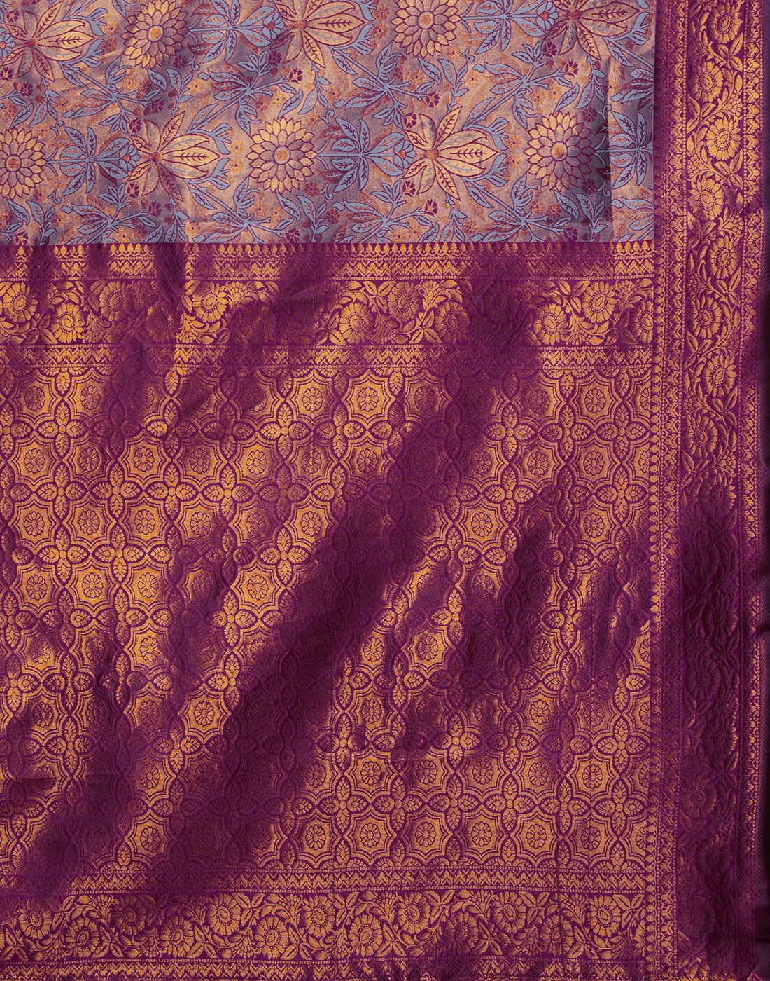 Lavender Silk Blend Woven Saree