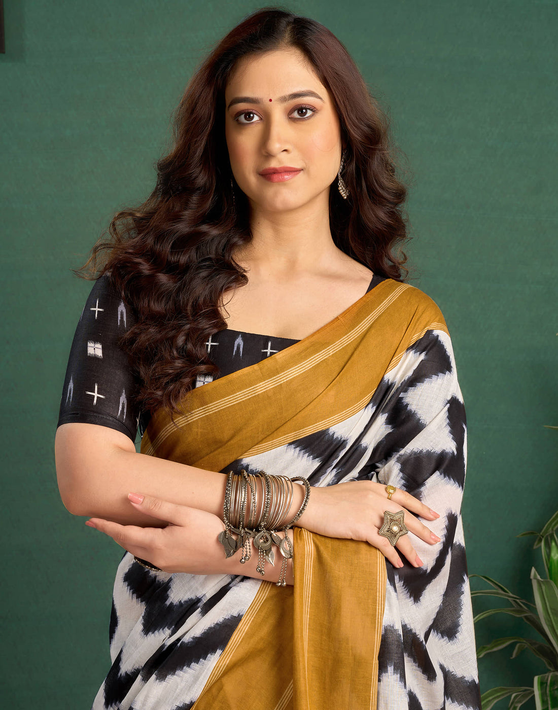 Mustard Yellow Cotton Printed Saree