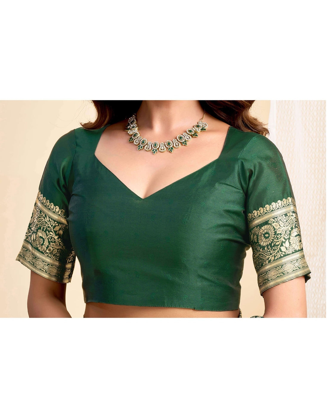 Dark Green Silk Woven Banarasi Saree