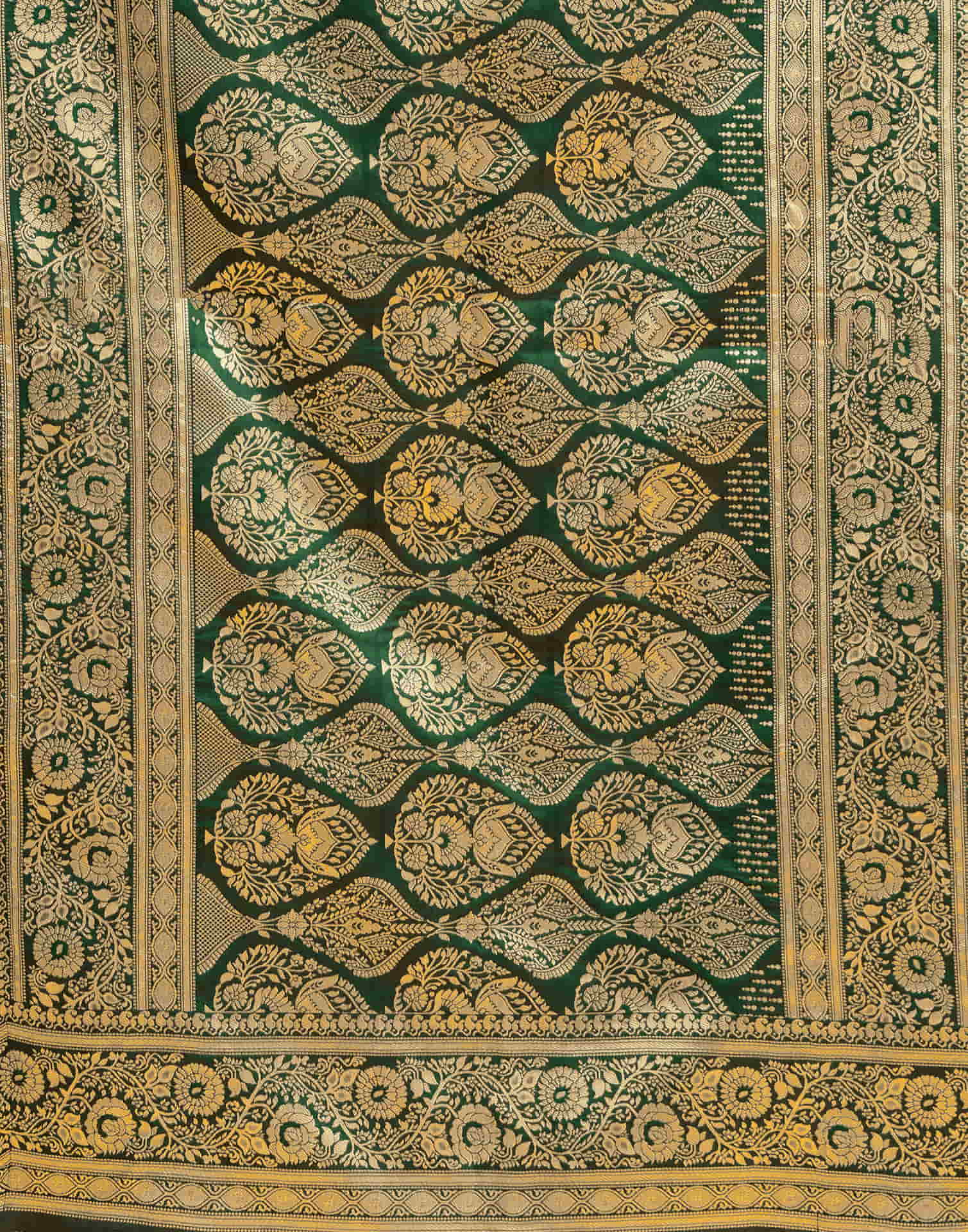 Dark Green Silk Woven Banarasi Saree