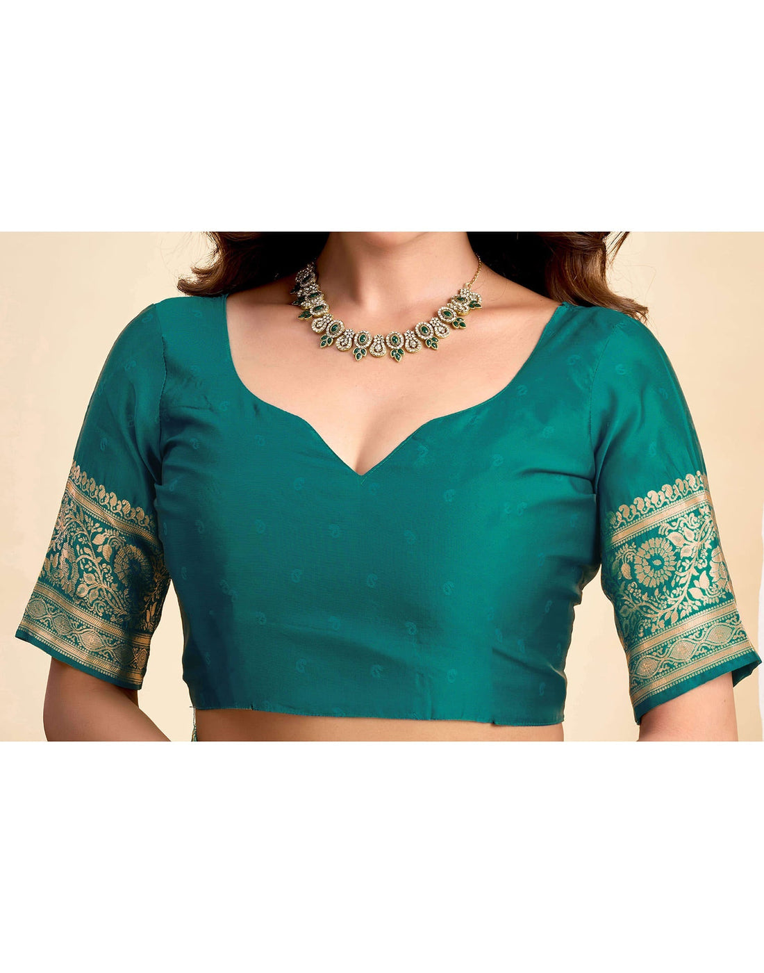 Teal Green Silk Woven Banarasi Saree