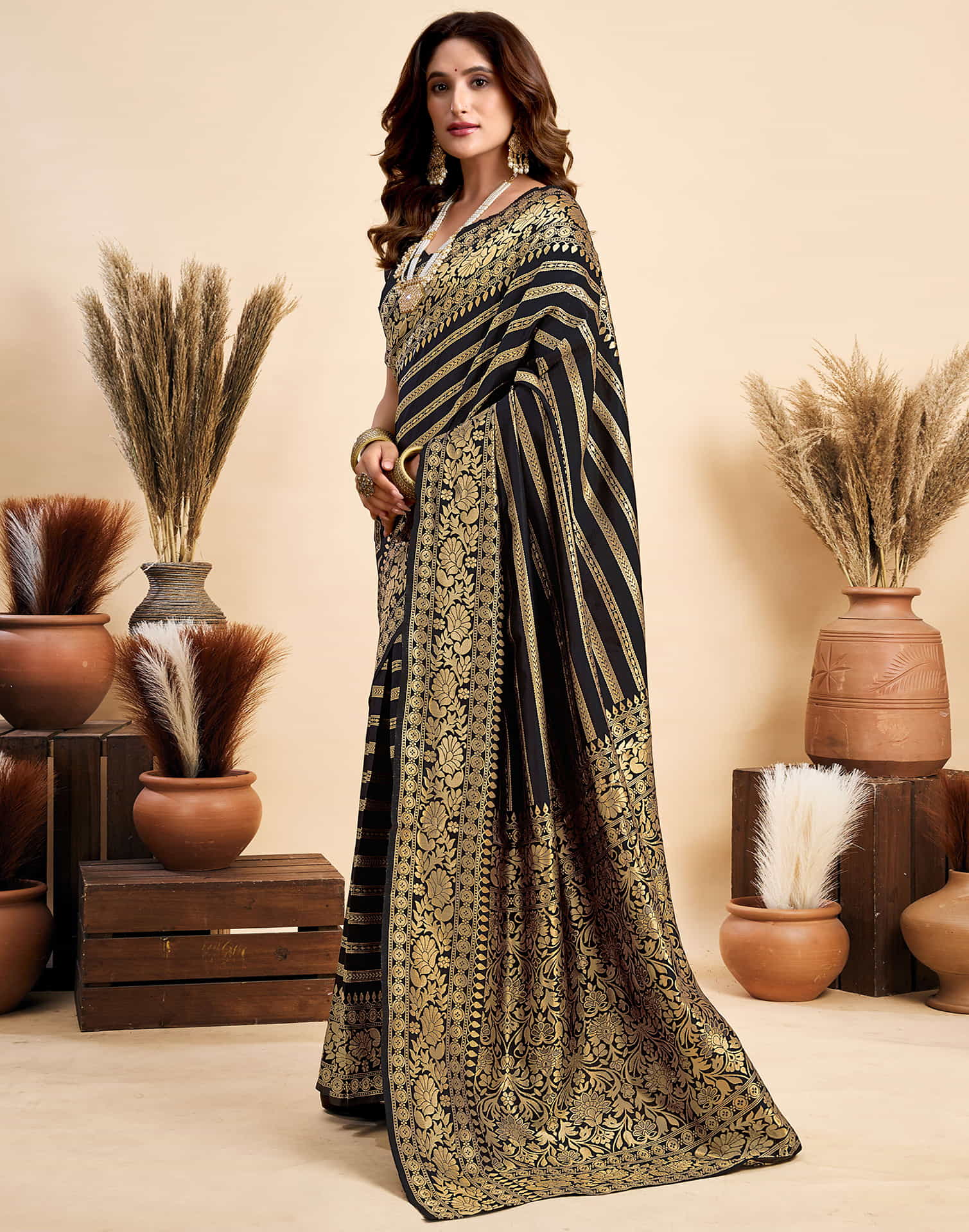 Black Silk Woven Saree