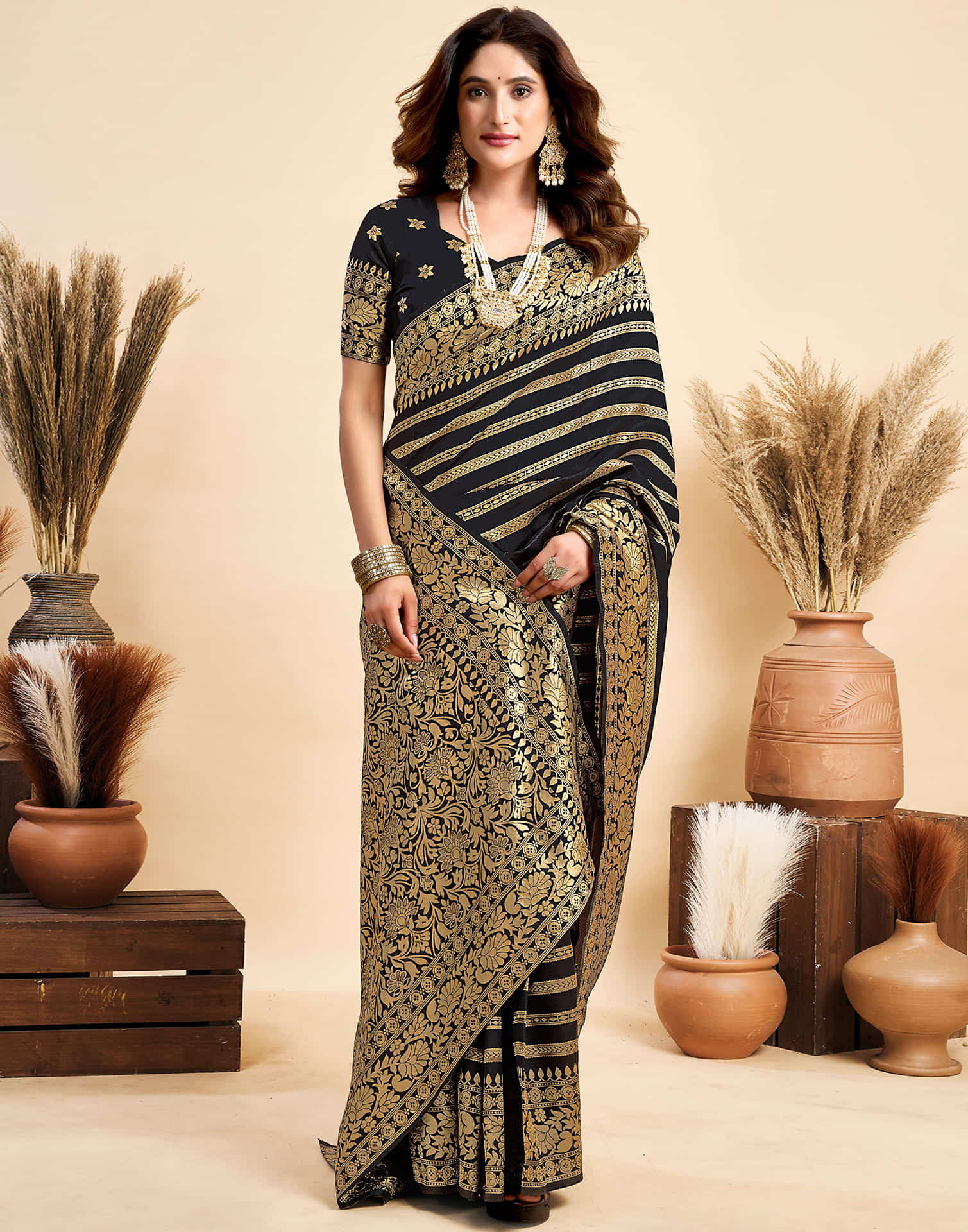 Black Silk Woven Saree