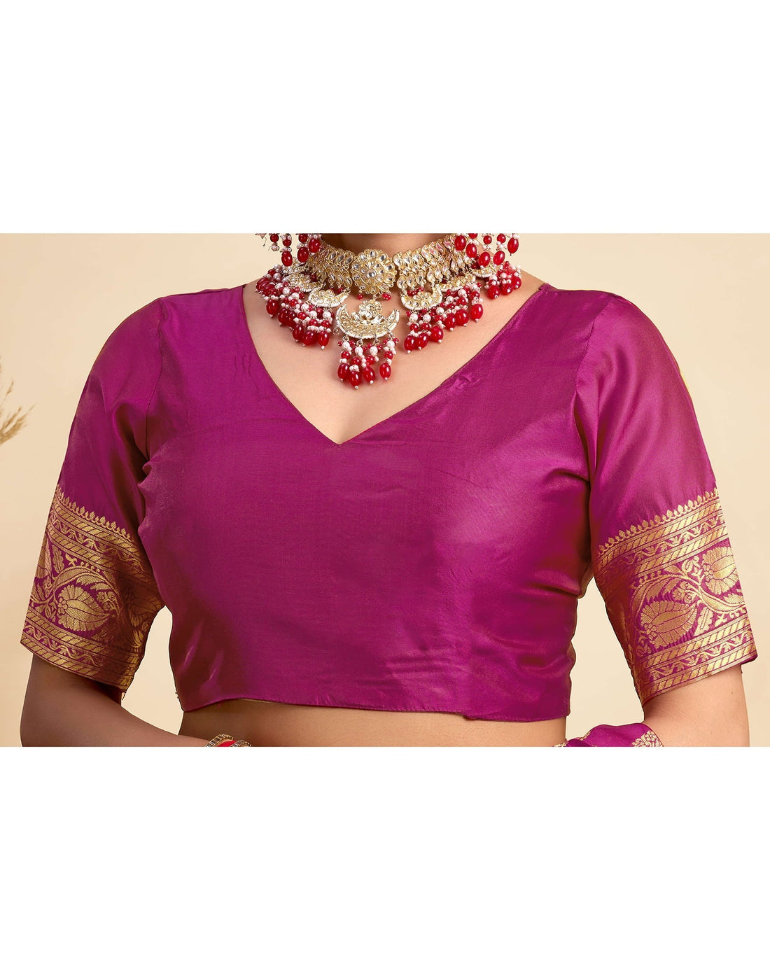 Dark Magenta Silk Woven Banarasi Saree