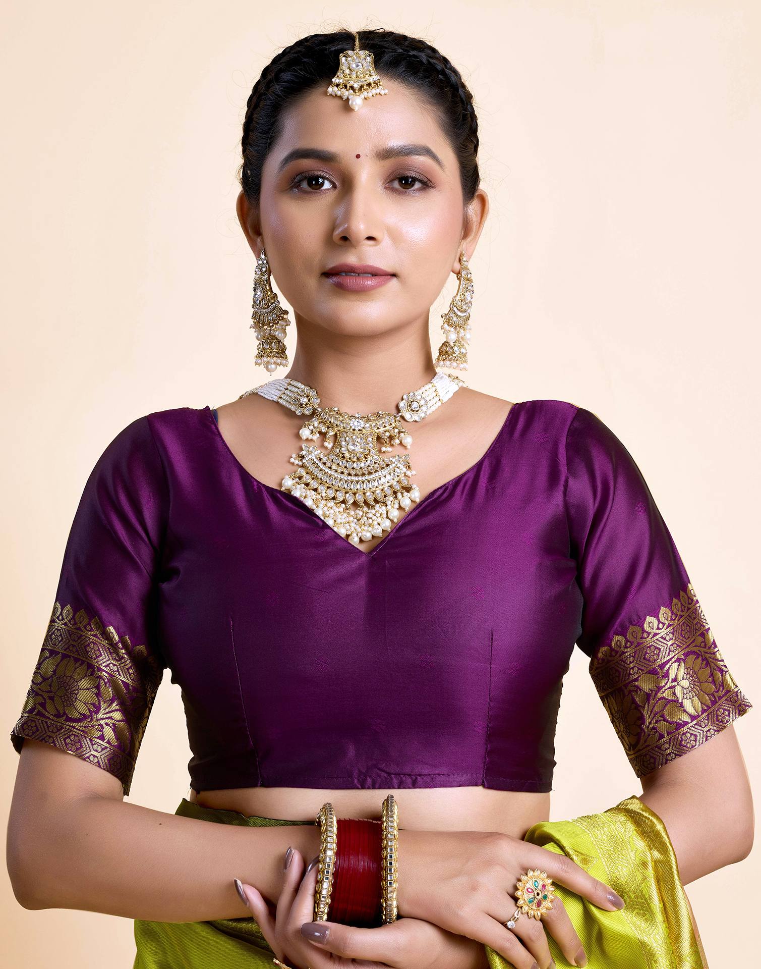 Lime Green Silk Woven Banarasi Saree