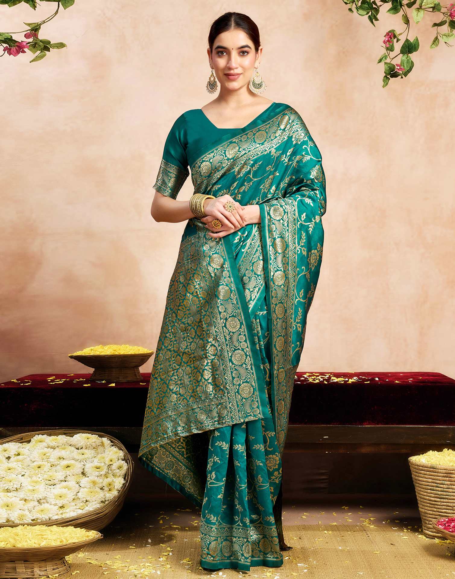 Green Silk Woven Banarasi Saree