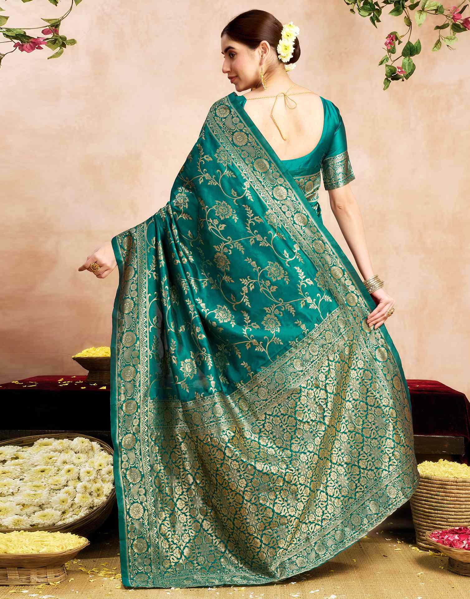 Green Silk Woven Banarasi Saree