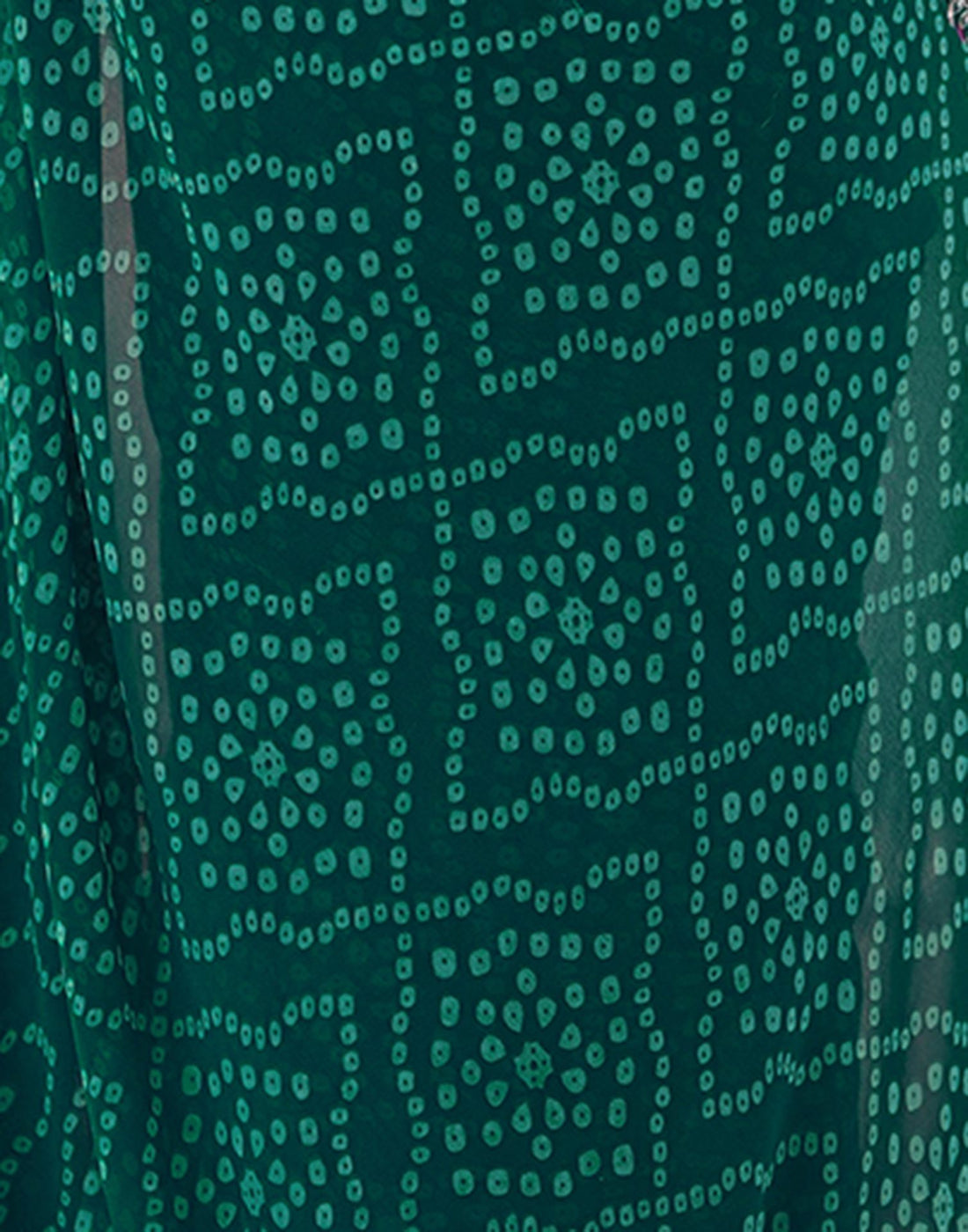 Green Georgette Printed Bandhani Saree