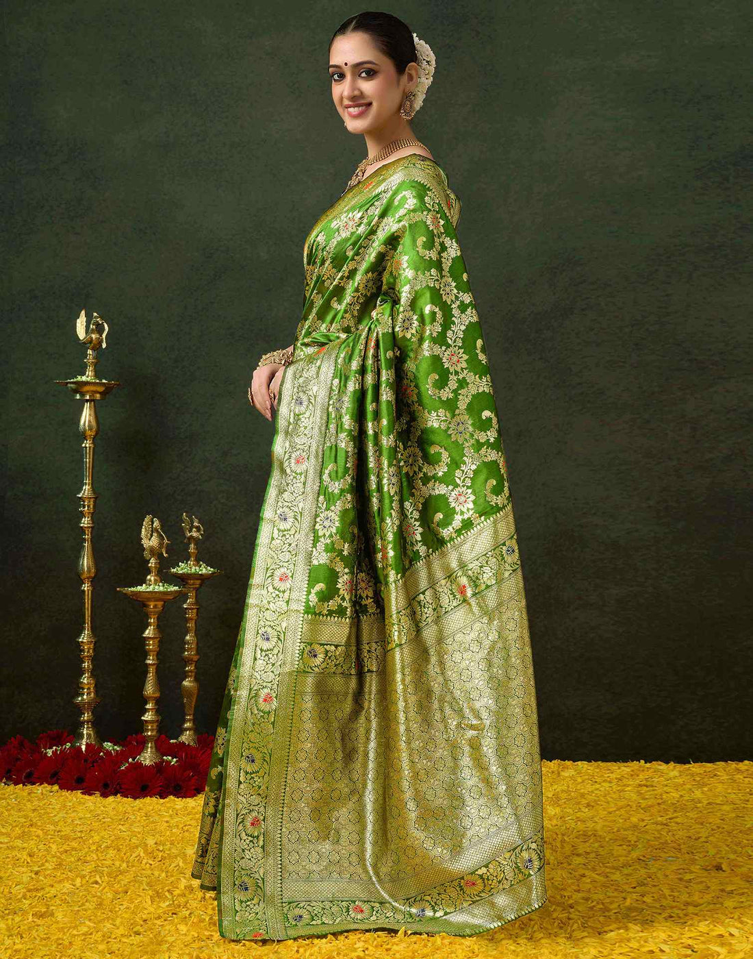 Green Silk Woven Banarasi Saree