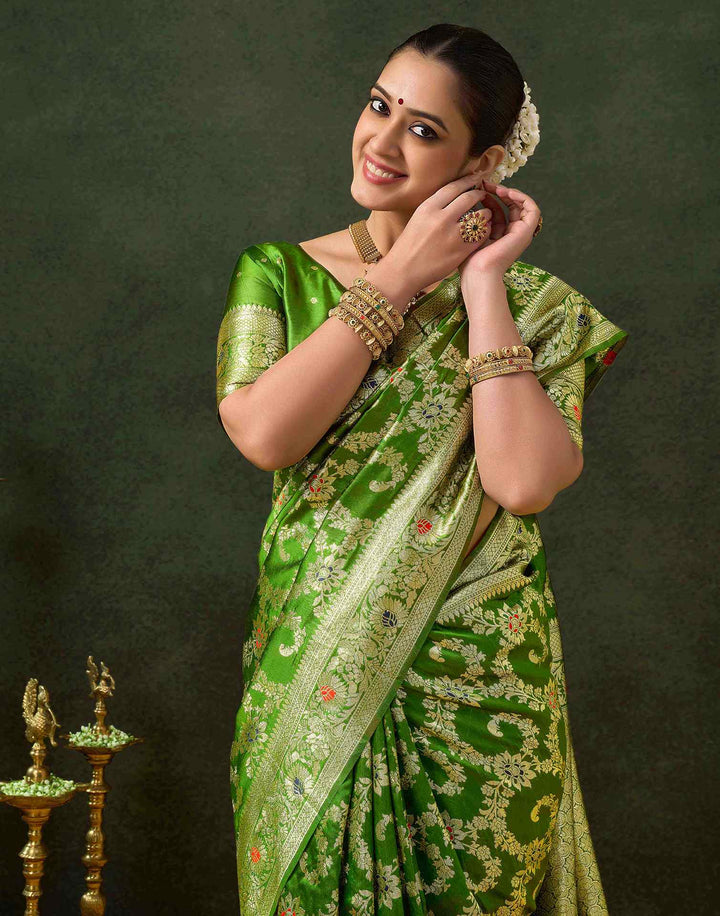 Green Silk Woven Banarasi Saree