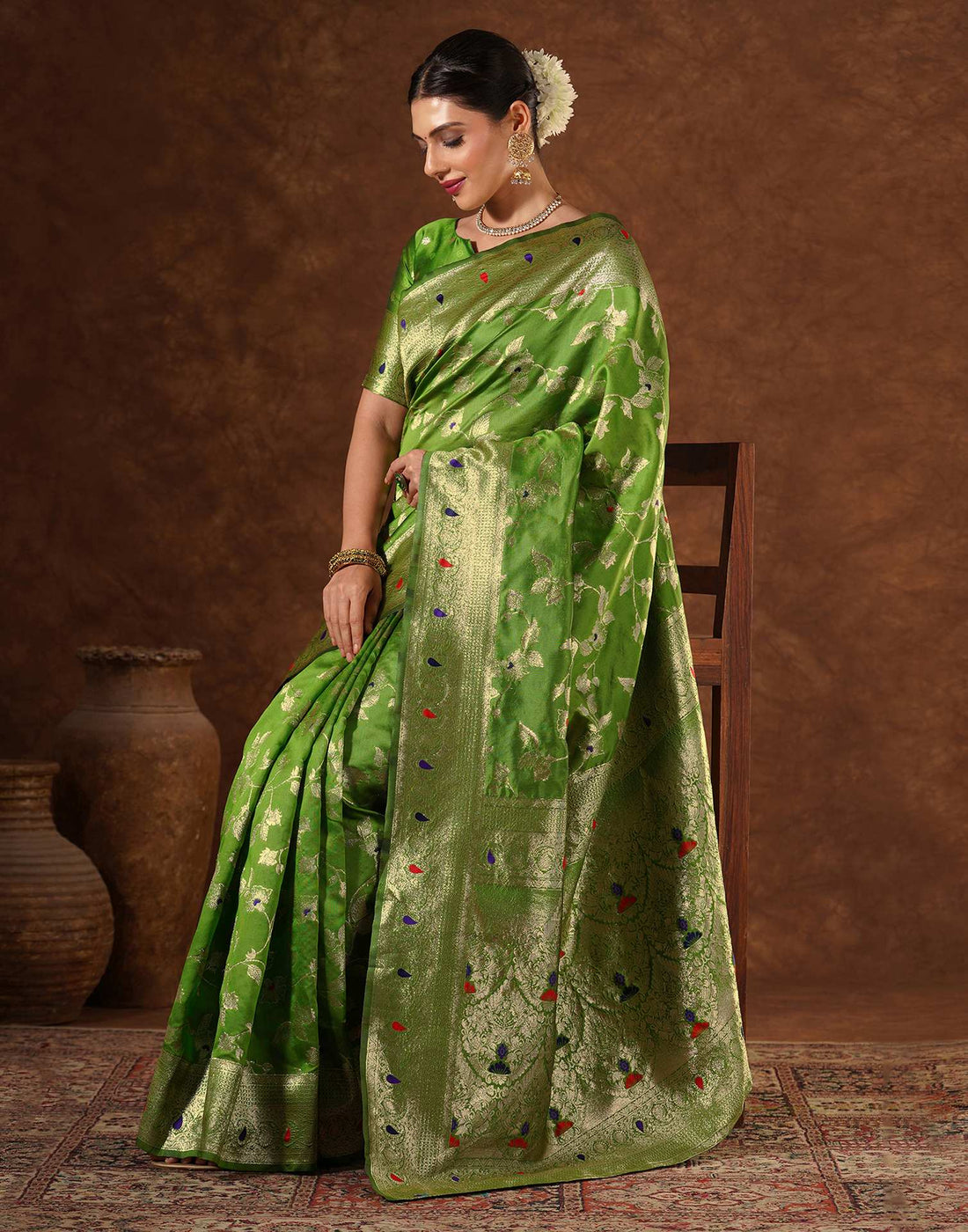 Green Silk Woven Banarasi Saree