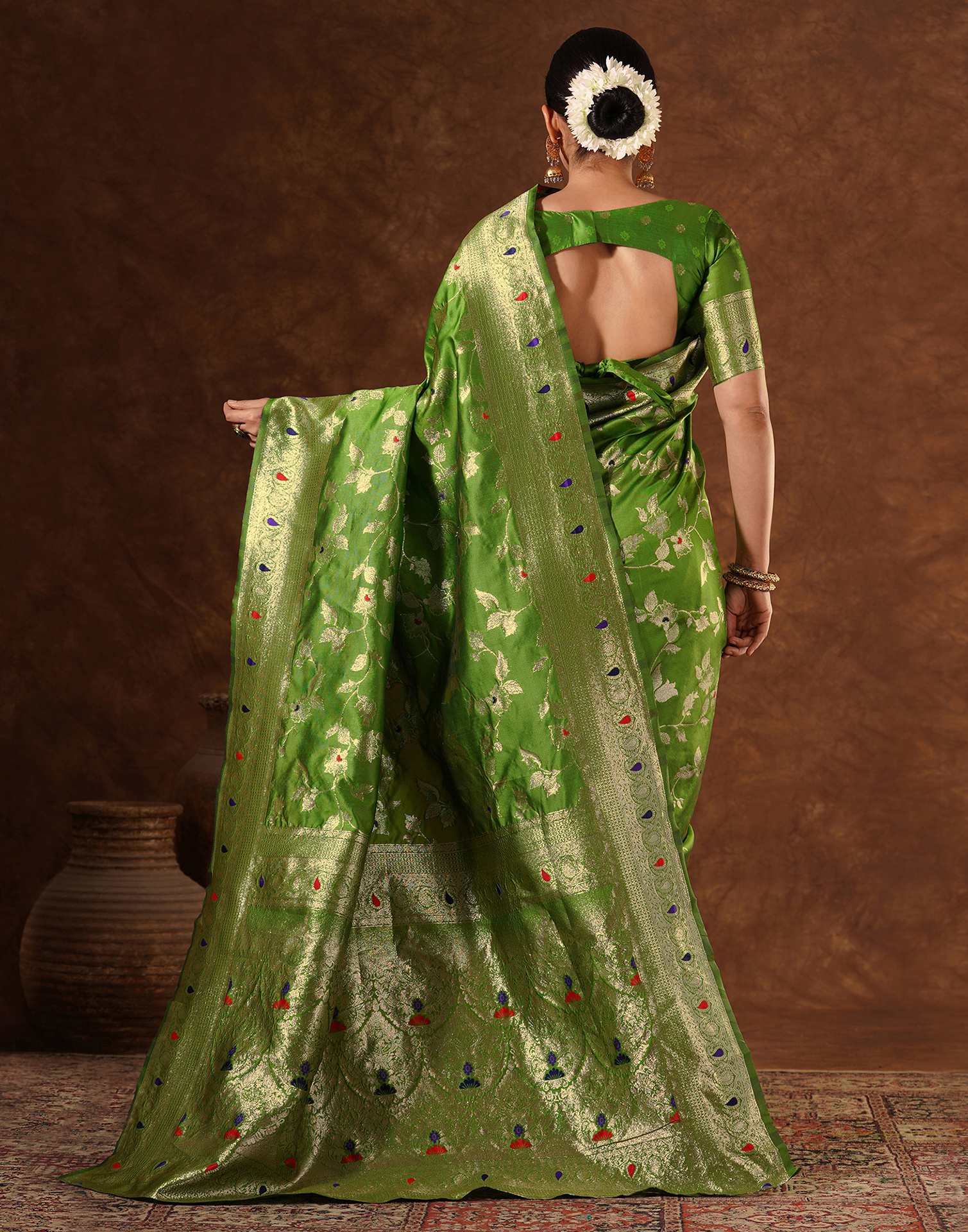 Green Silk Woven Banarasi Saree