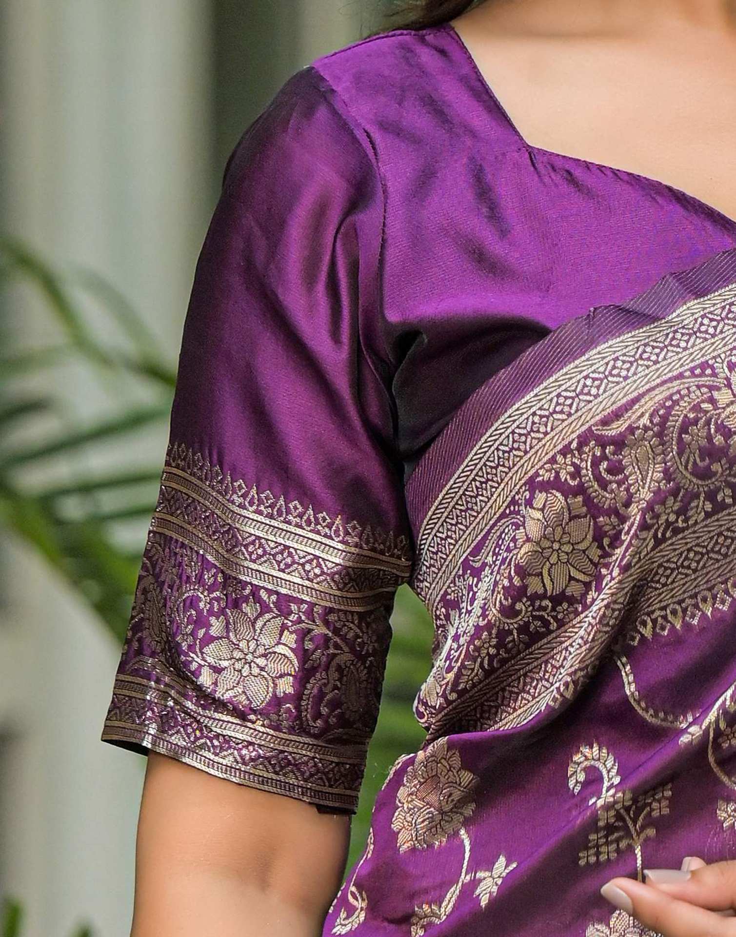 Dark Purple Silk Woven Banarasi Saree