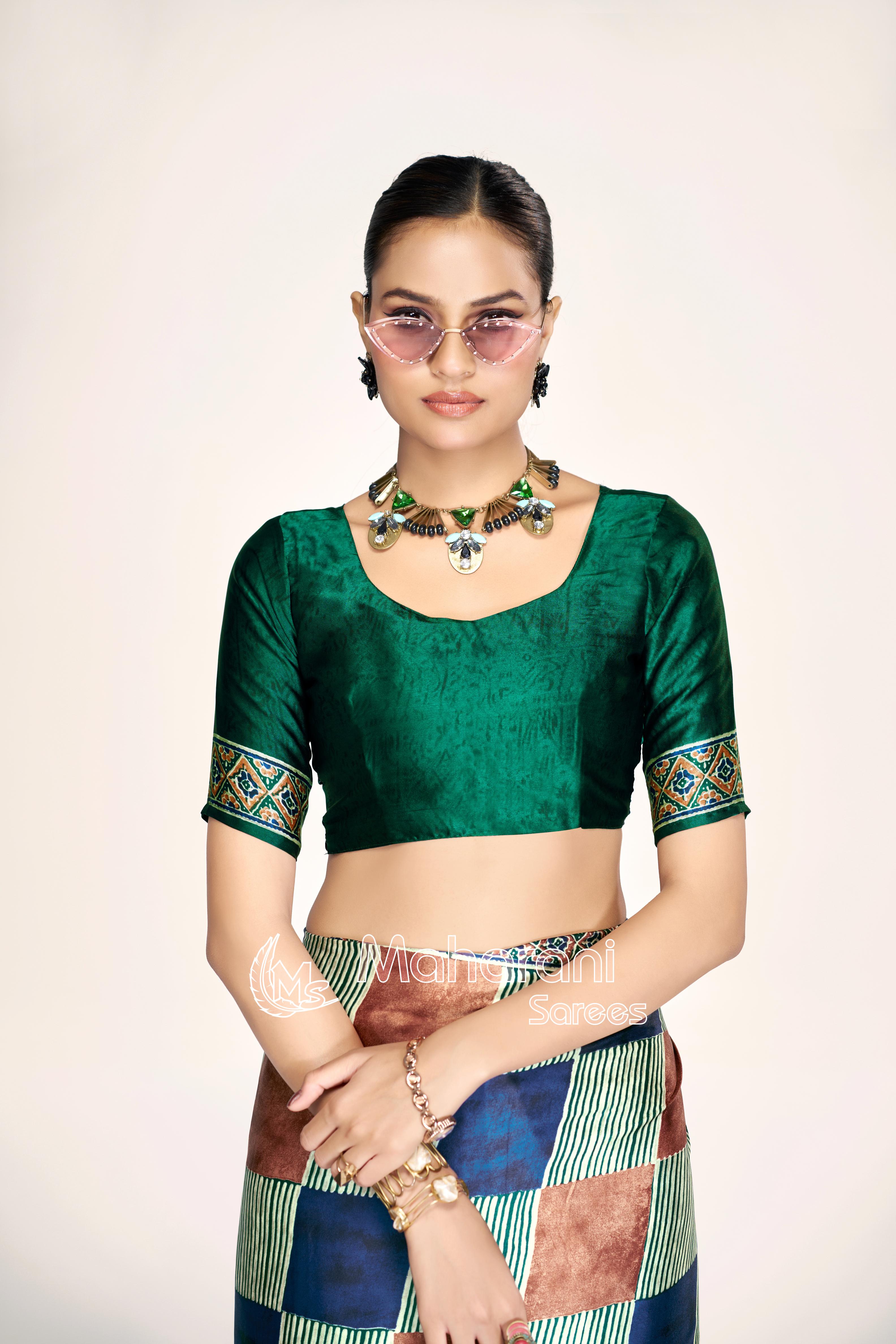 Lavish Multi Color Ajrakh Printed Modal Silk Saree P12