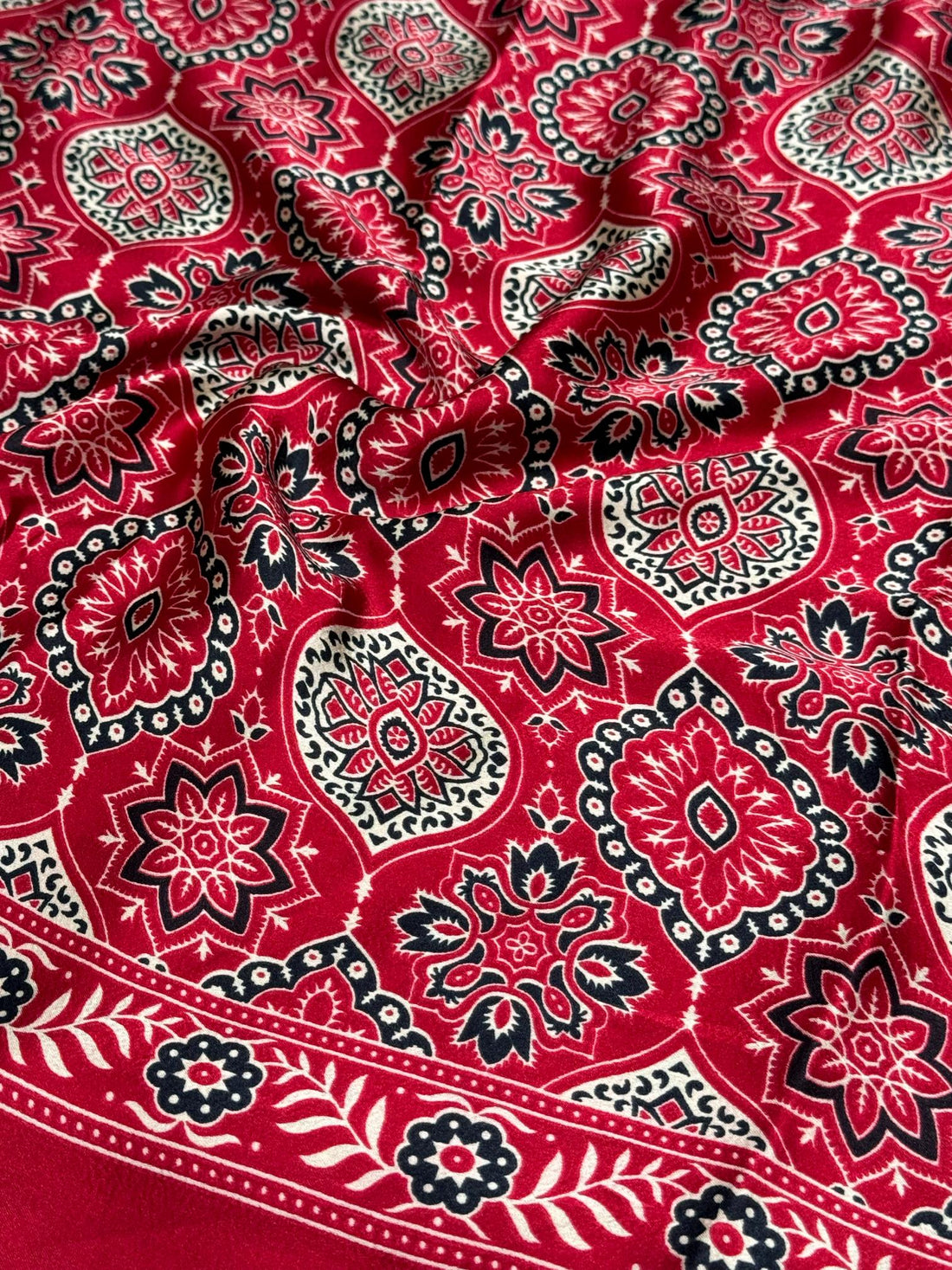 Maroon Ajrakh Printed Soft Modal Silk Natural Print Saree P2