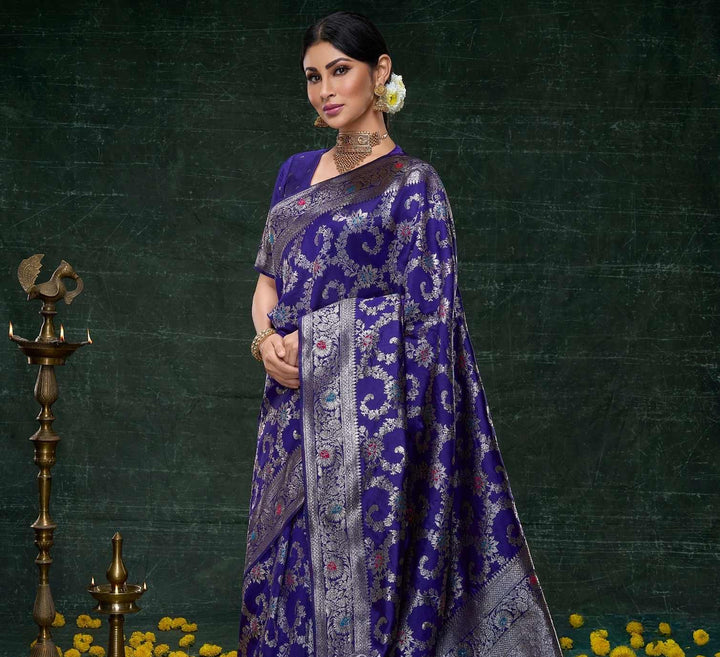 Mouni Roy Blue Kashish Banarasi Saree