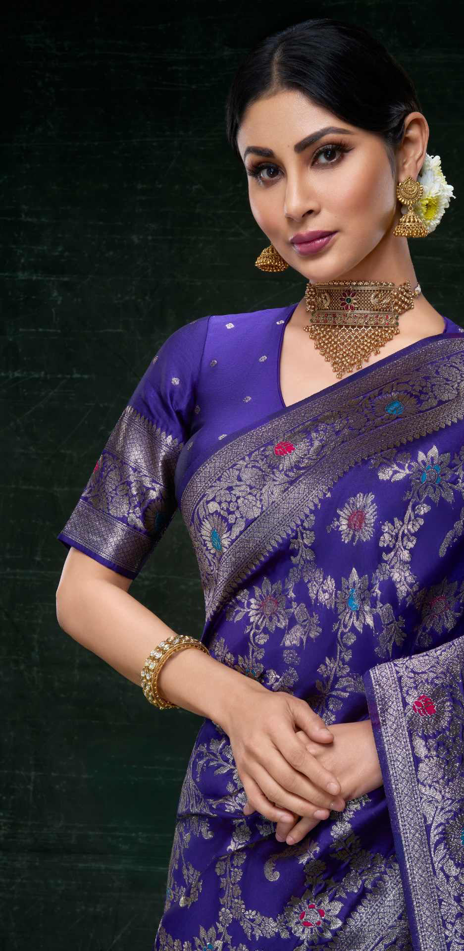 Mouni Roy Blue Kashish Banarasi Saree