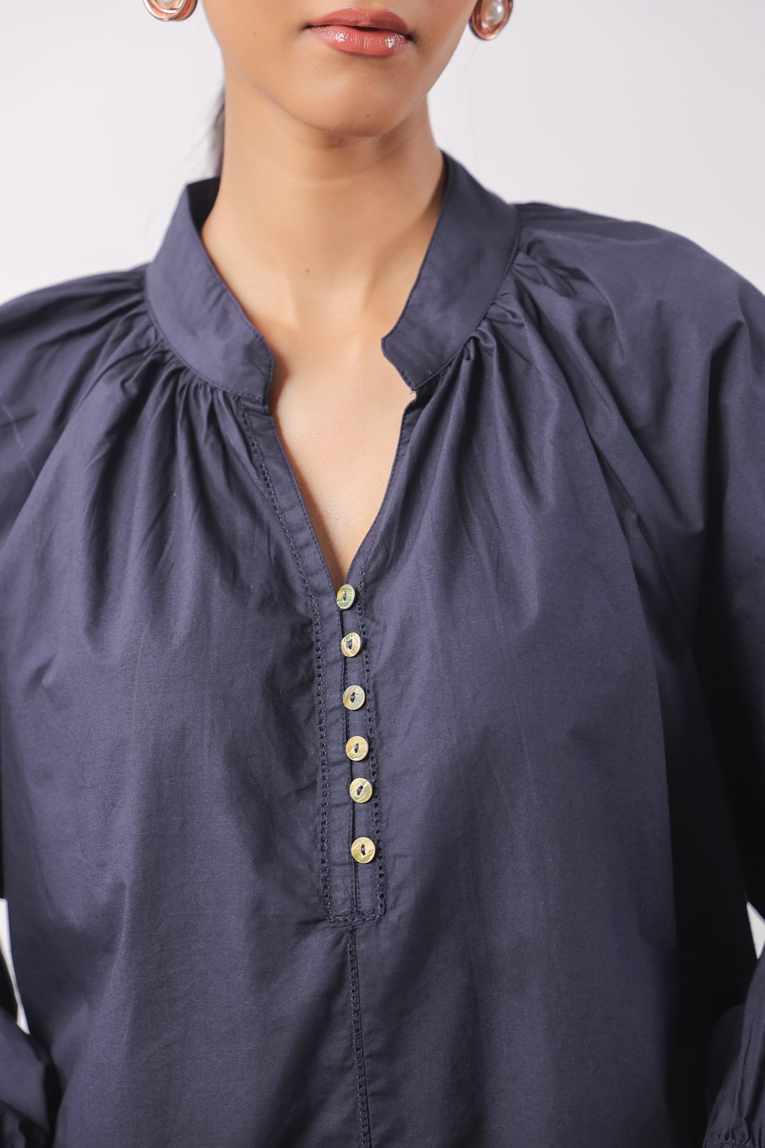 Women’s Navy Blue Cotton Top with Navy Blue Shorts Co-Ord Set