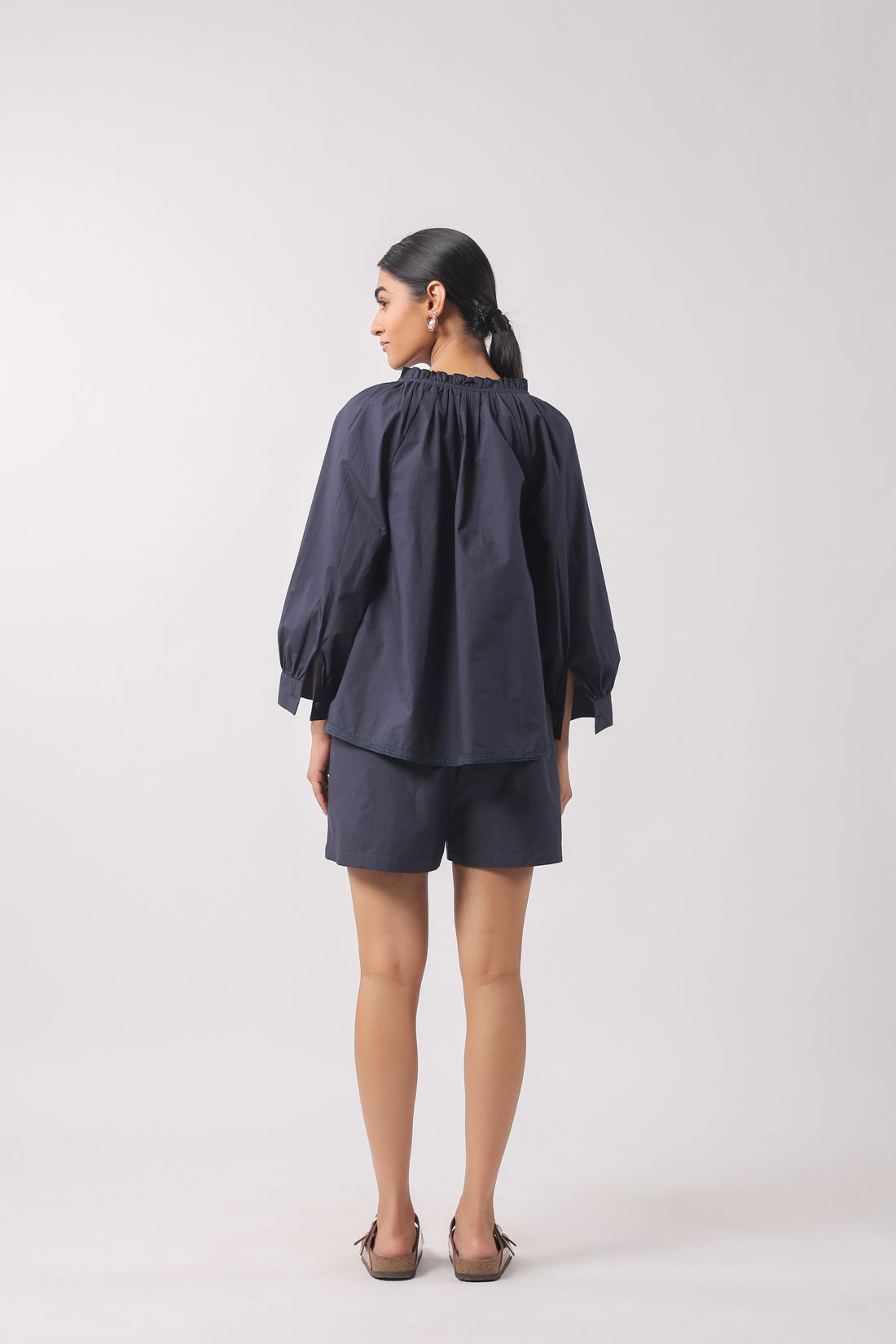 Women’s Navy Blue Cotton Poplin Co-Ord Set