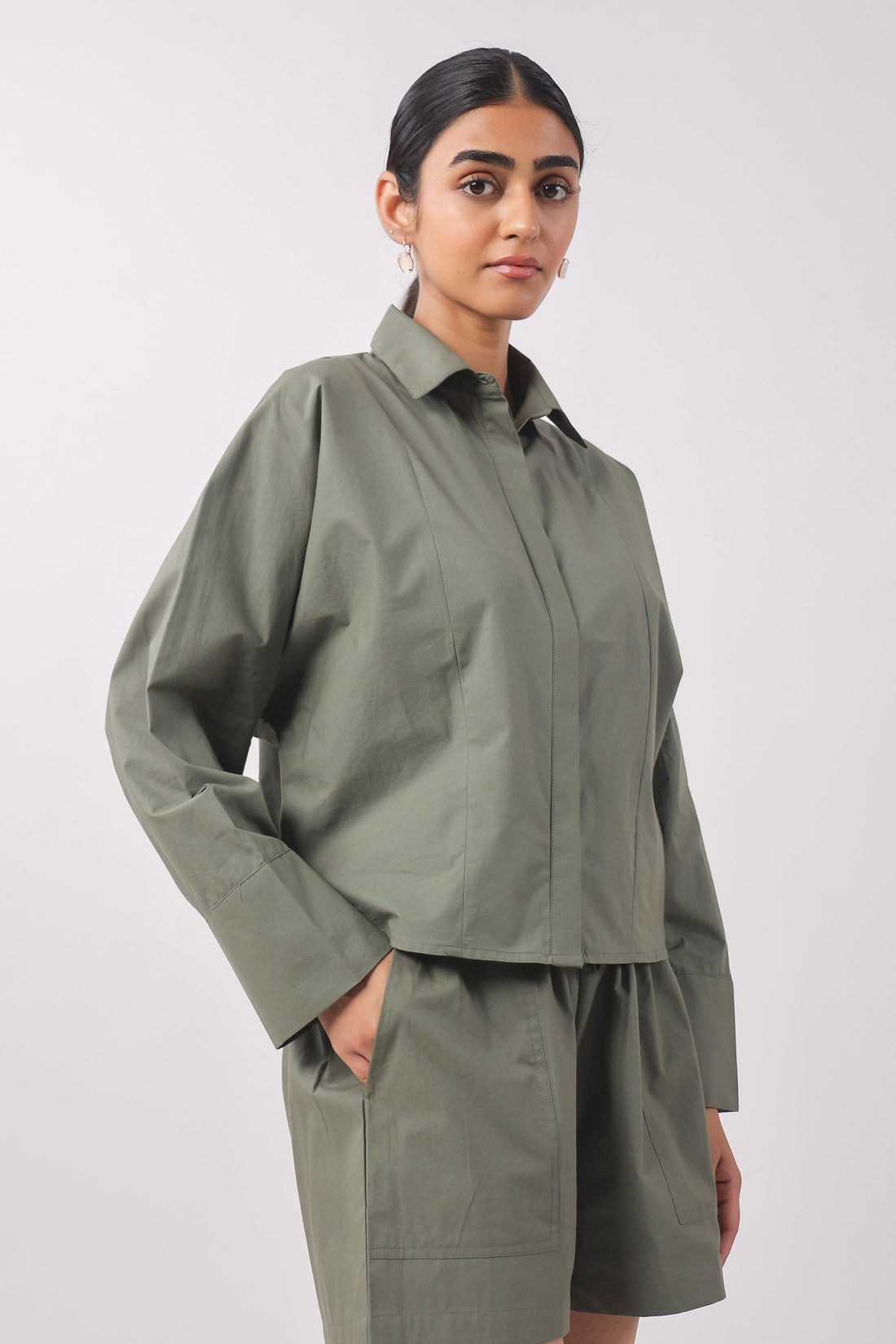 Women’s Green Cotton Top with Green Shorts Co-Ord Set