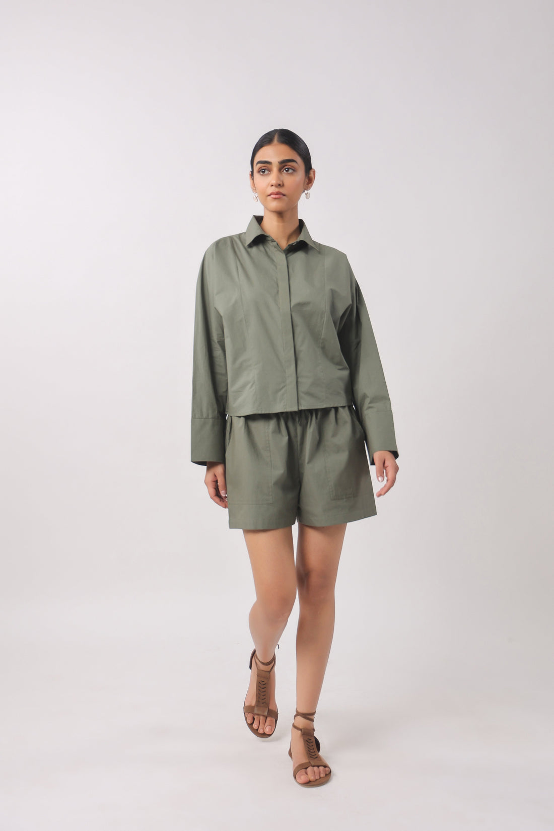 Women’s Green Cotton Top with Green Shorts Co-Ord Set
