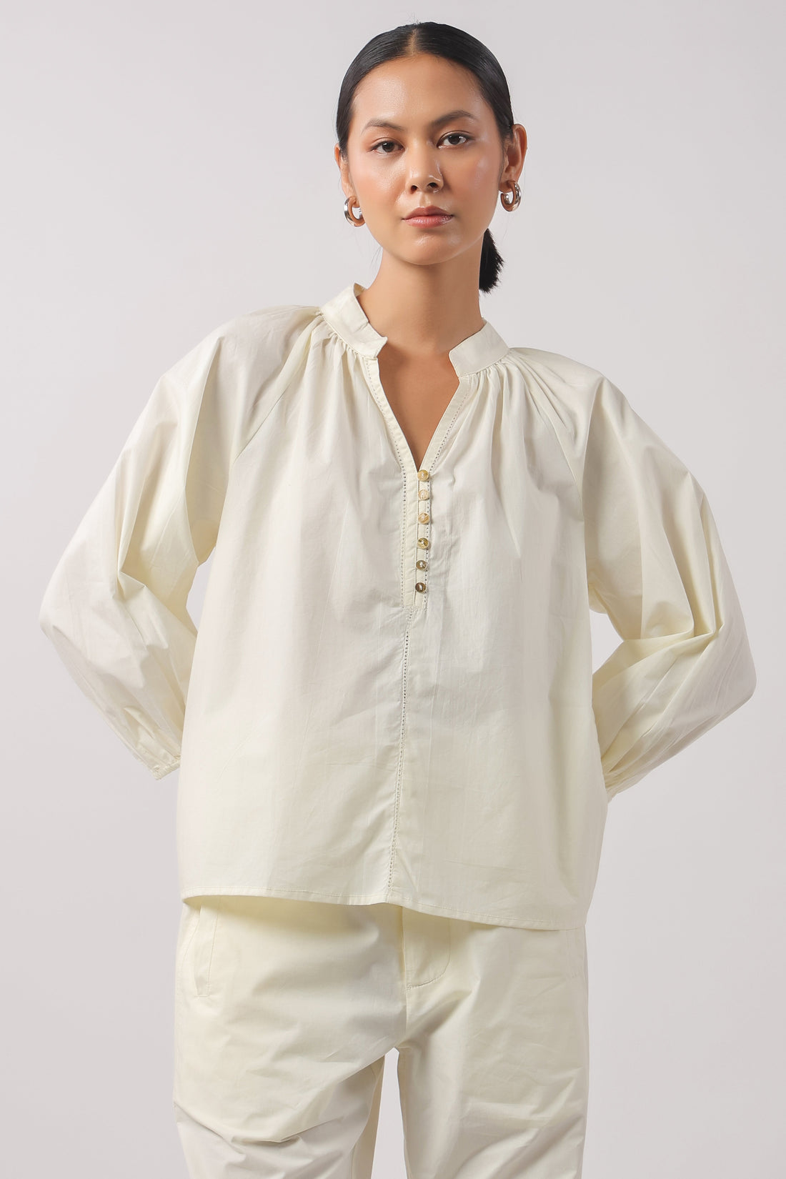 Women’s Beige Cotton Poplin Co-Ord Set