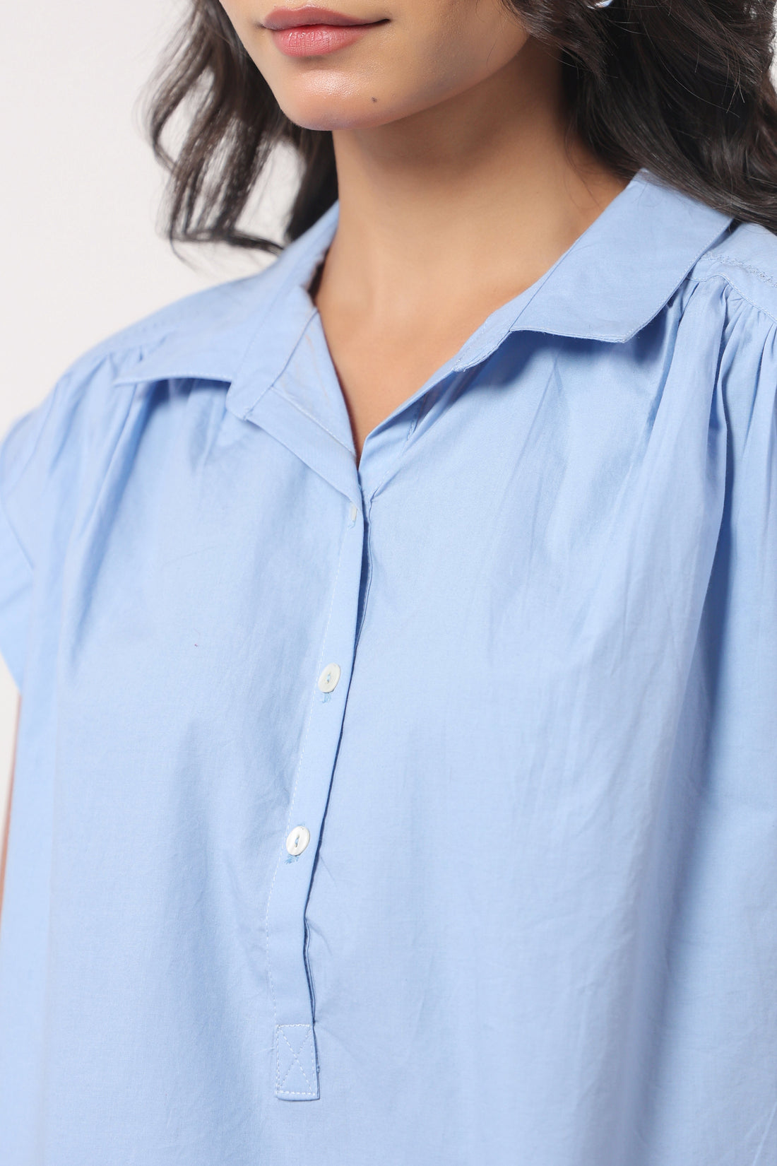 Women's blue cotton tops