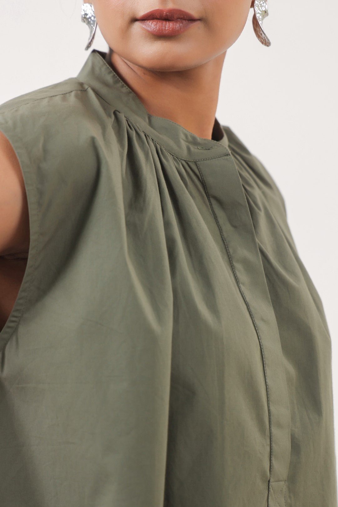 Women’s Green Cotton Poplin Top