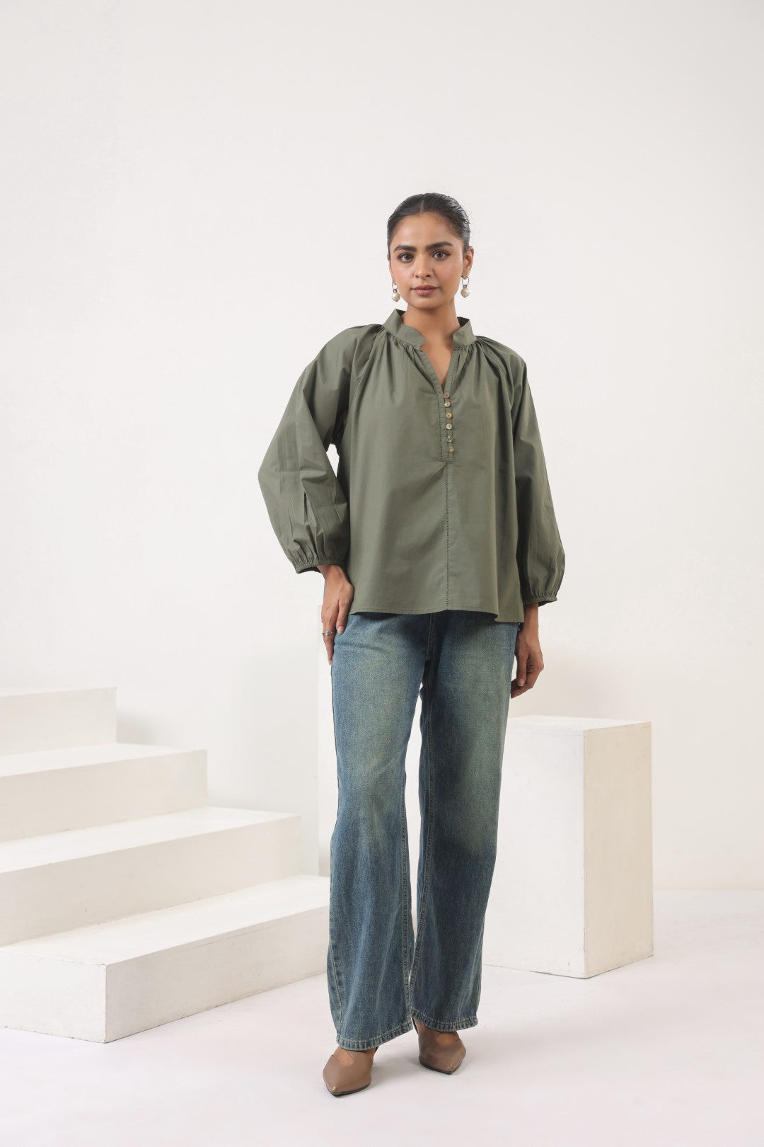 Women's green cotton top