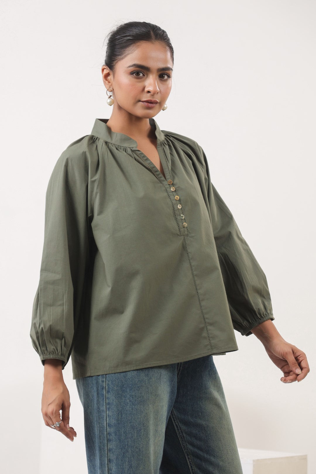 Women's green cotton top