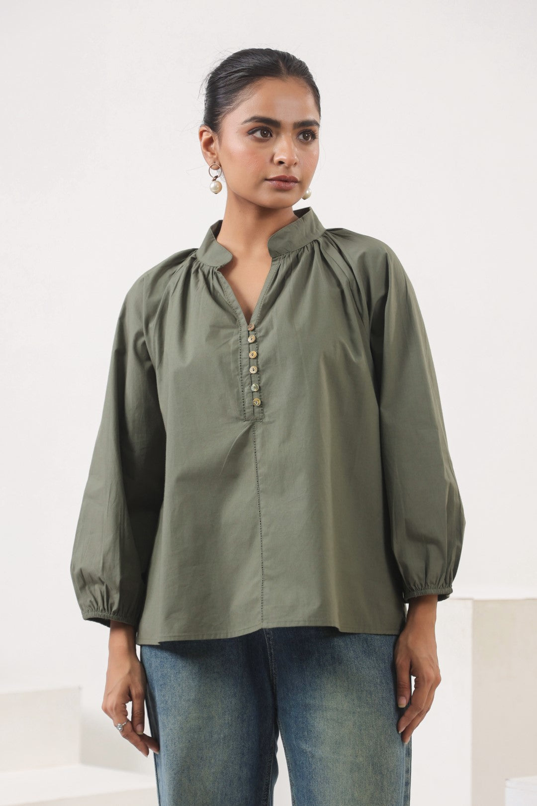 Women's green cotton top