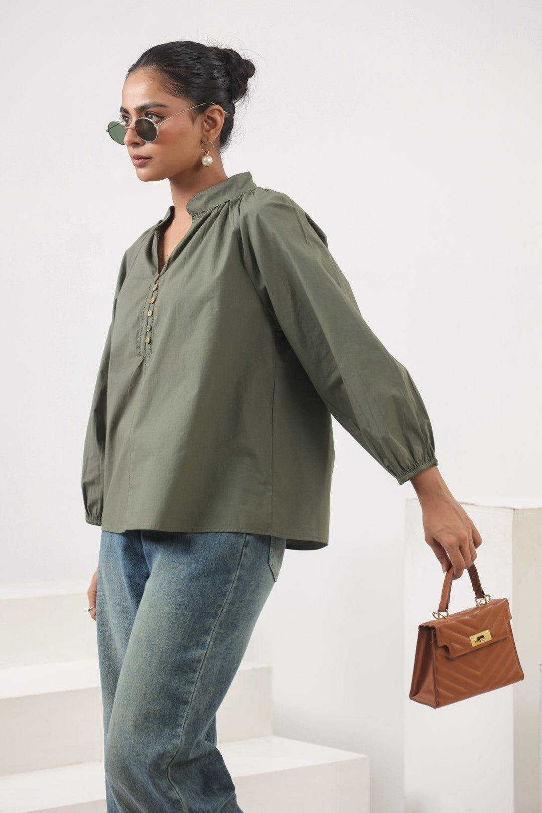 Women's green cotton top