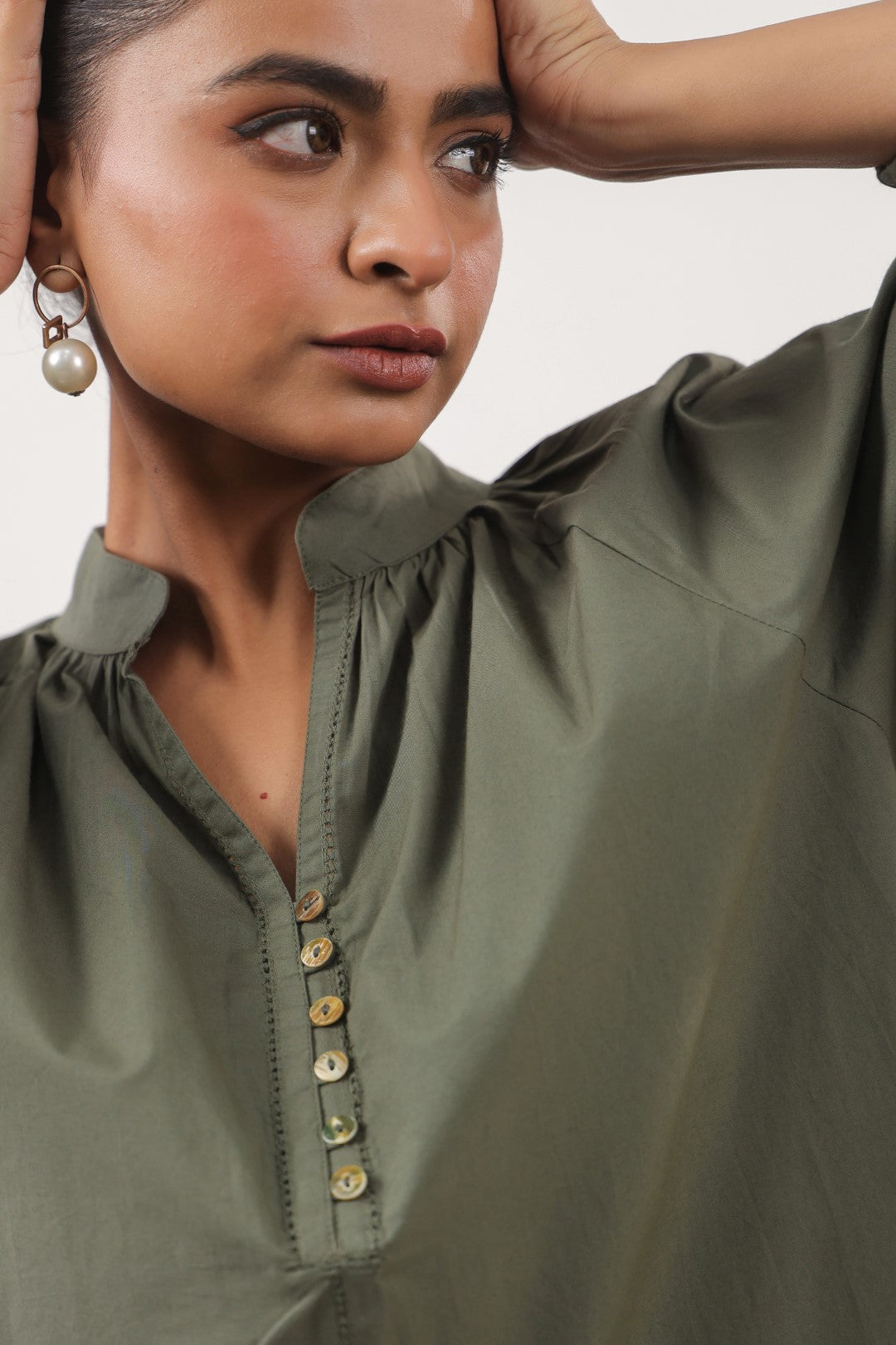 Women's green cotton top