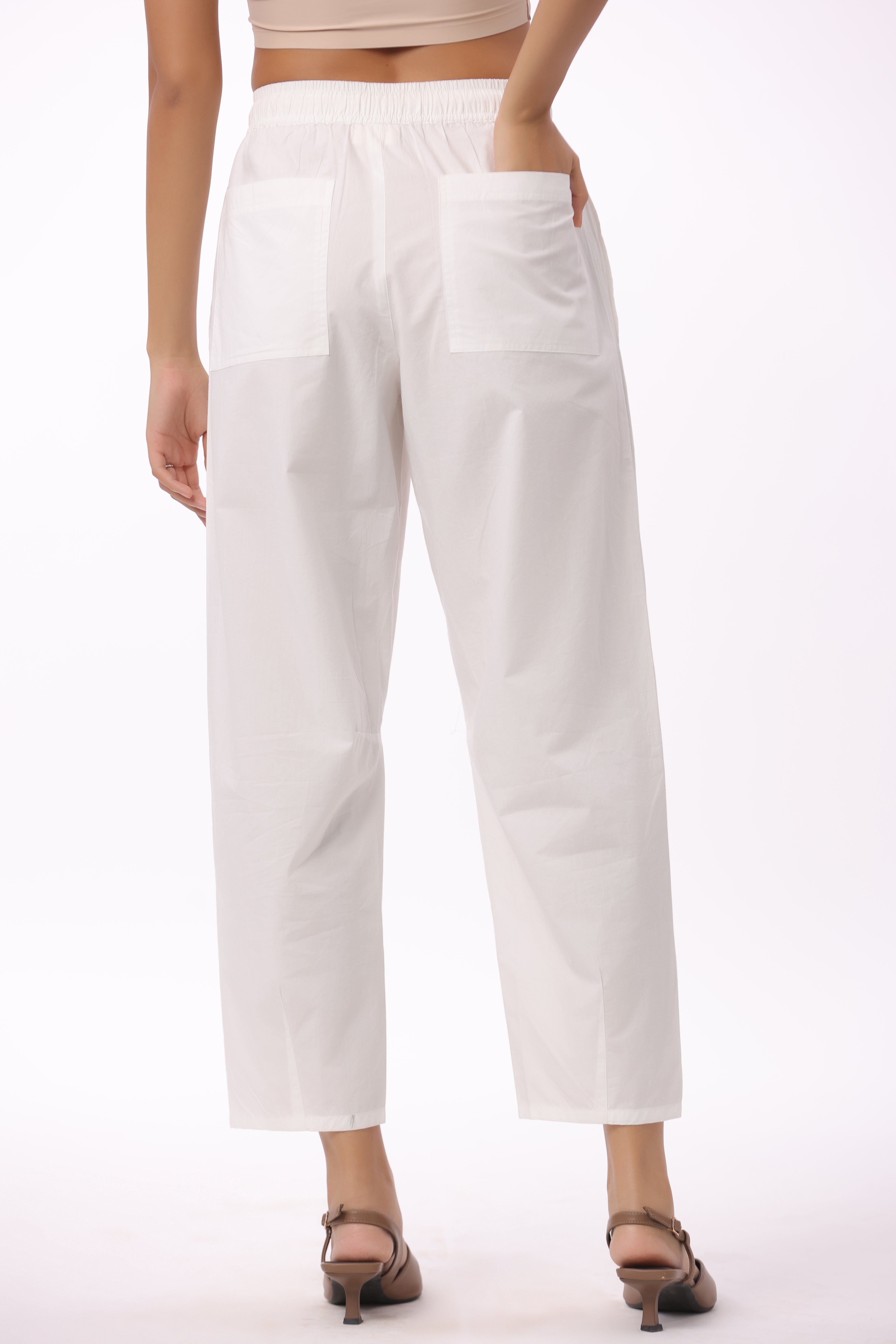 Women’s White Cotton Trouser