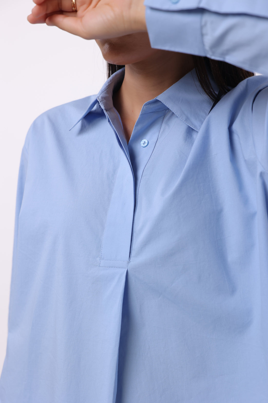 Women Blue Solid Cotton Top & Pant Co-Ord Set