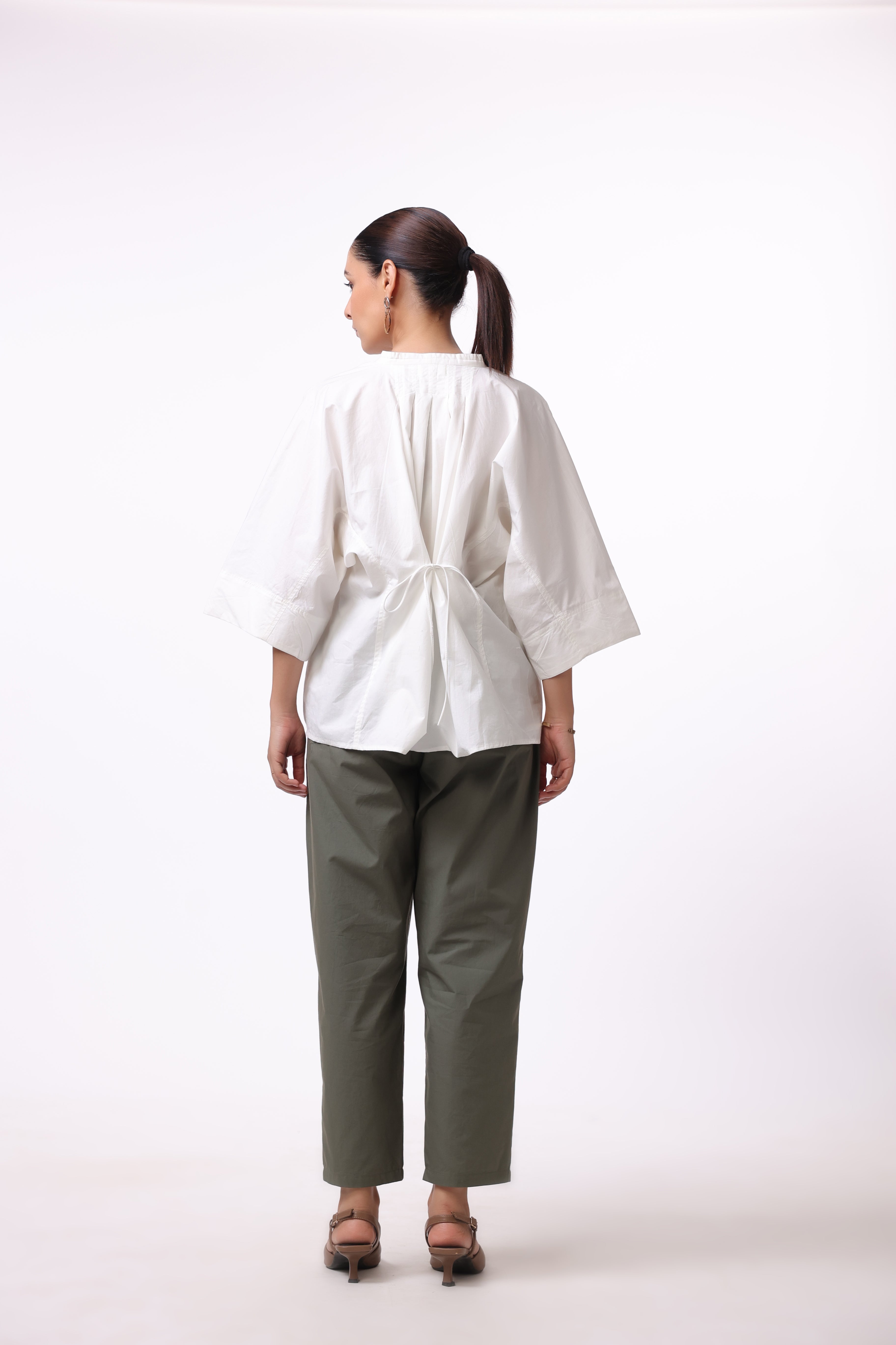 Women White Solid Cotton Top & Pant Co-Ord Set