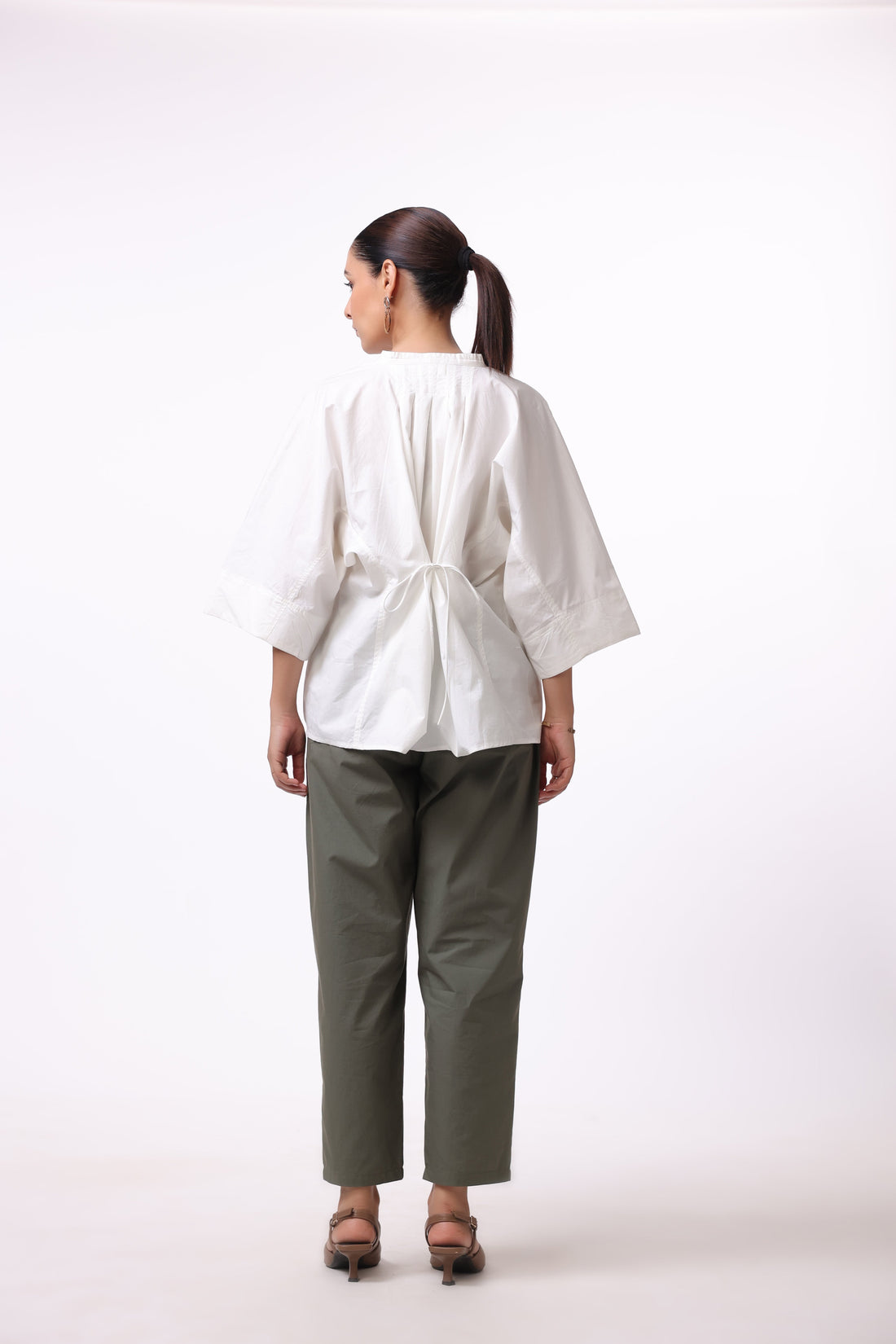 Women White Solid Cotton Top & Pant Co-Ord Set