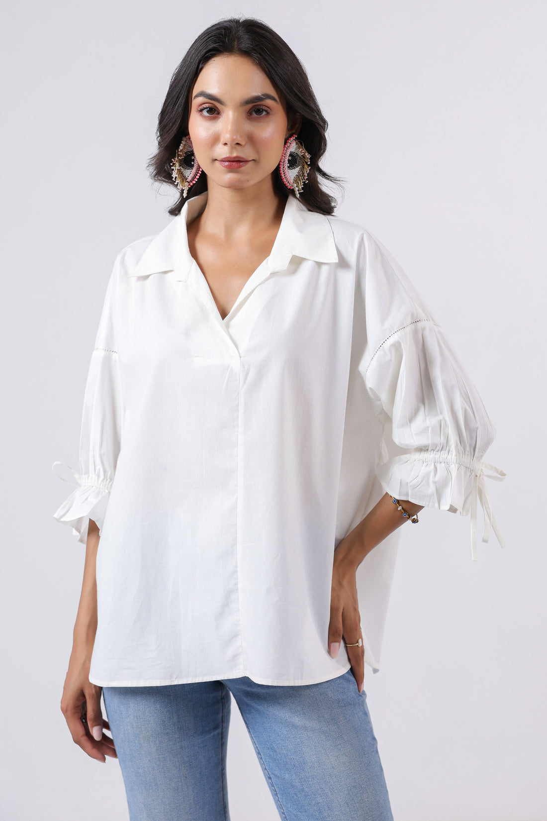Women’s White Cotton Poplin Top