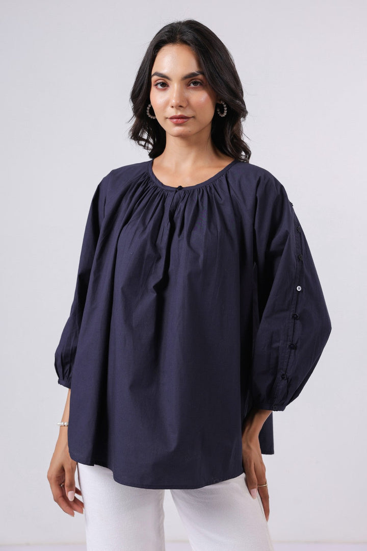 Women's navy cotton tops