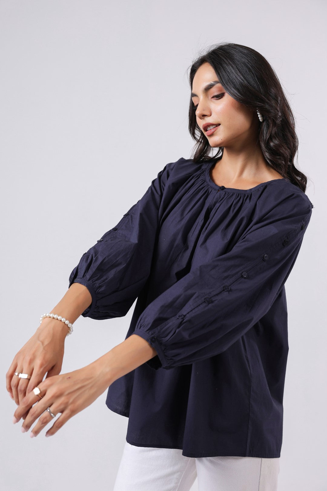 Women's navy cotton tops