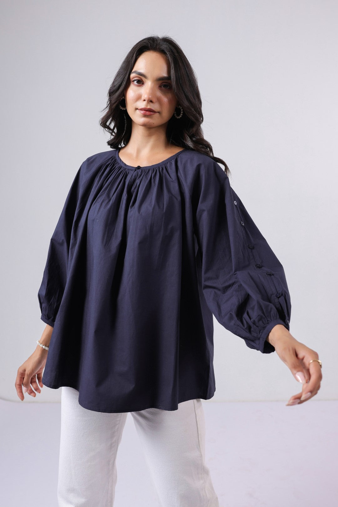 Women's navy cotton tops