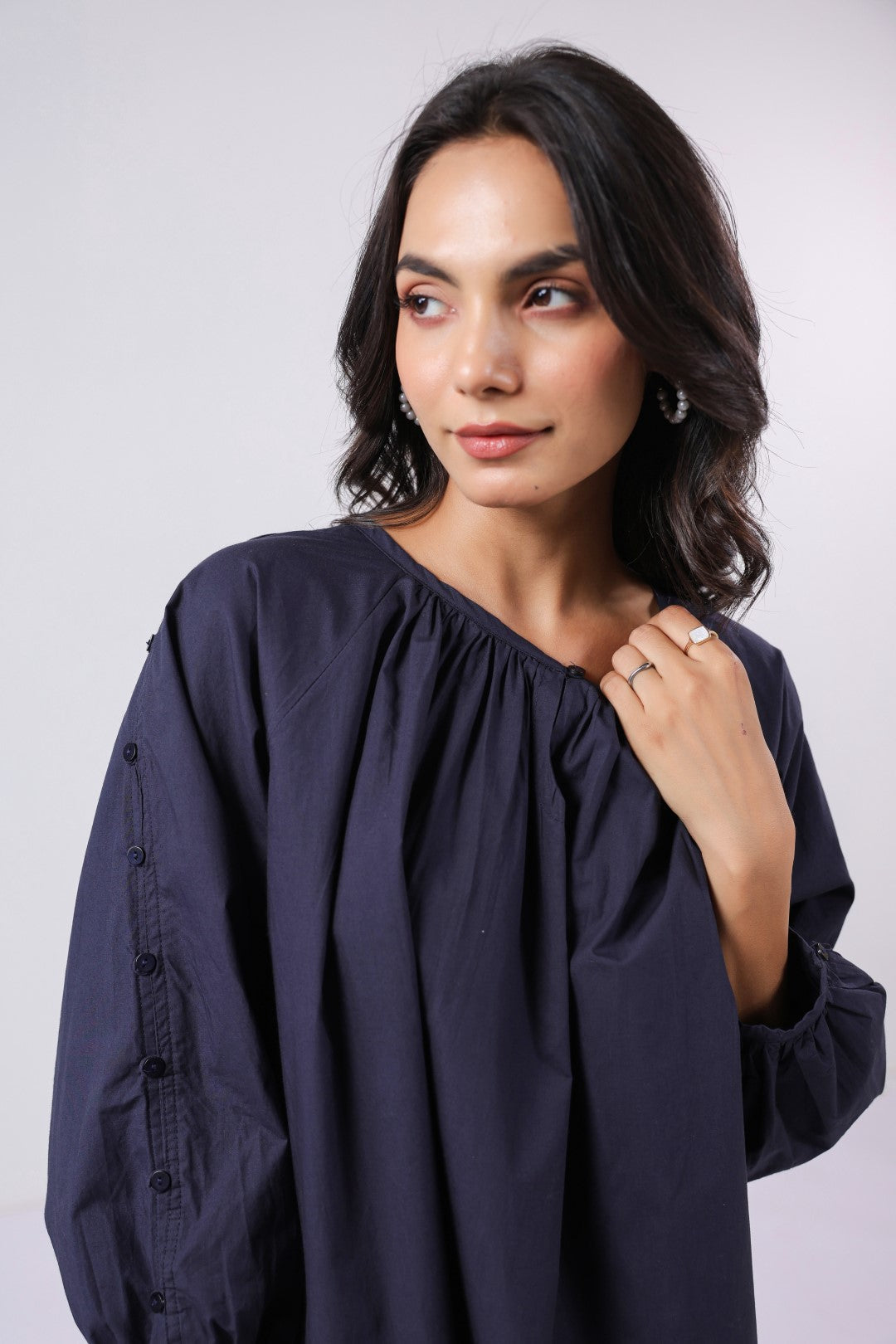 Women's navy cotton tops